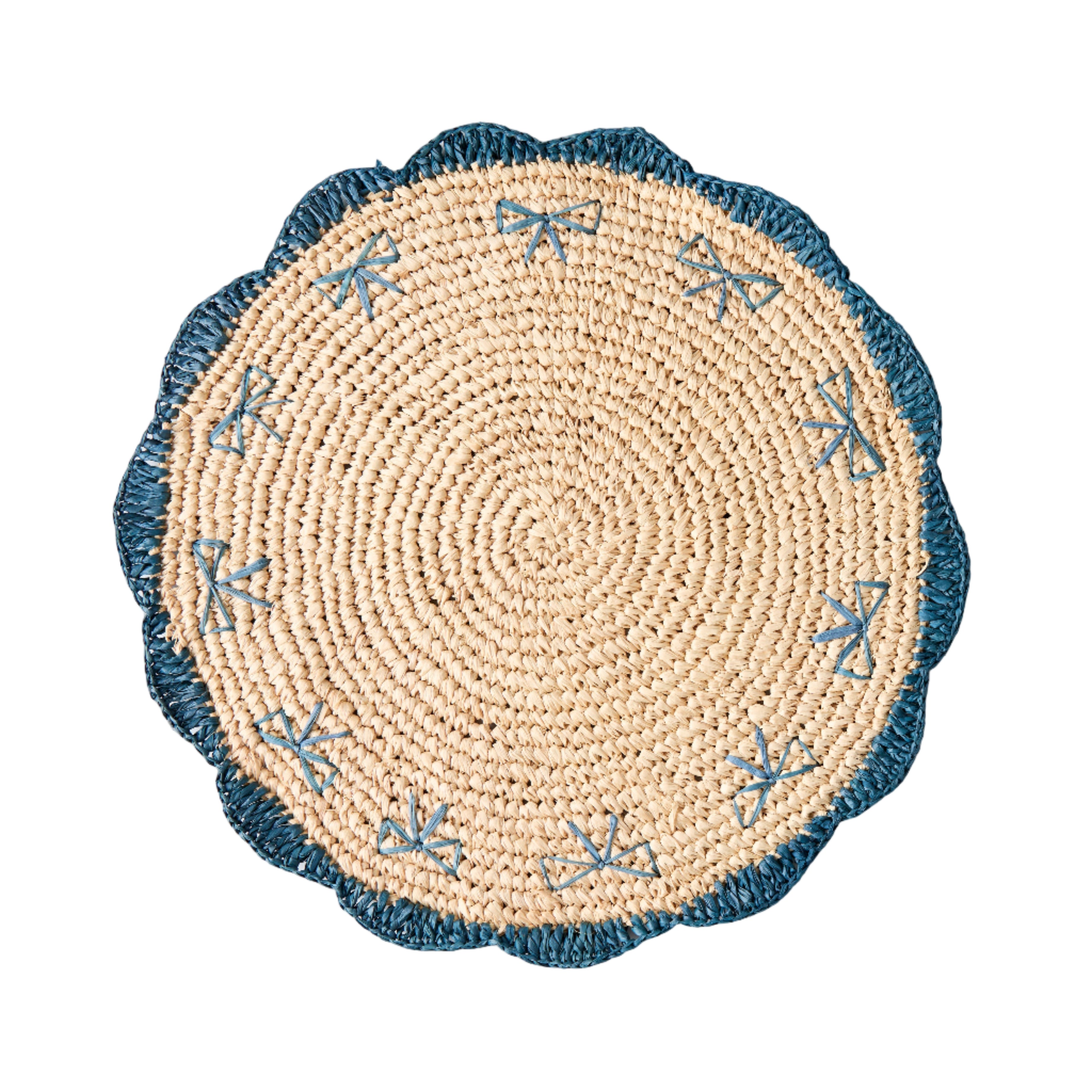 Payton James Handwoven Bow Placemats – Hand-Crocheted Raffia Palm Placemats – Unique Kitchen & Dining Table Decor – Handmade Tableware
