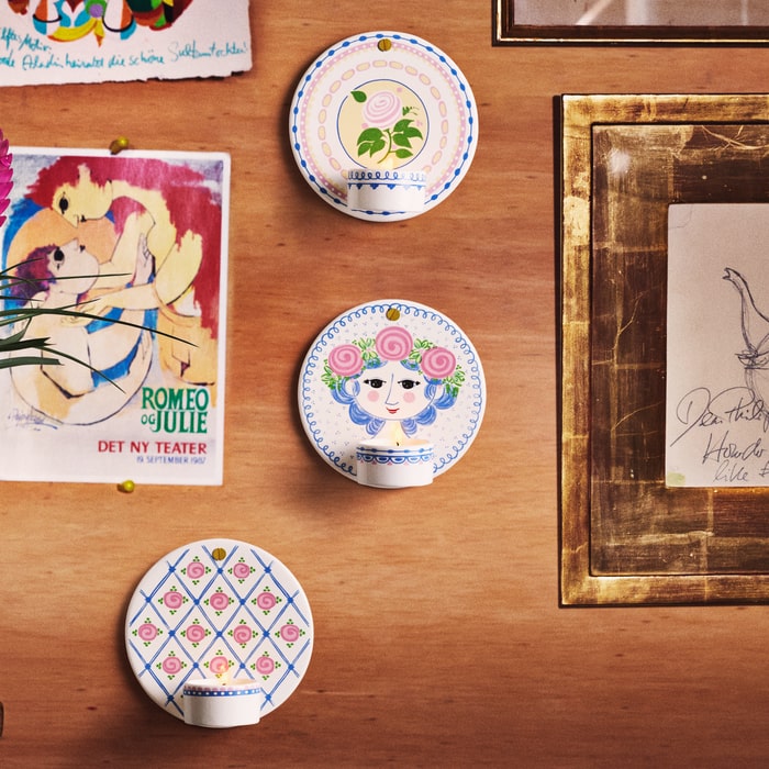 Bjørn Wiinblad Dora Tealight Holder, Blue Rose, Ø: 5.1"