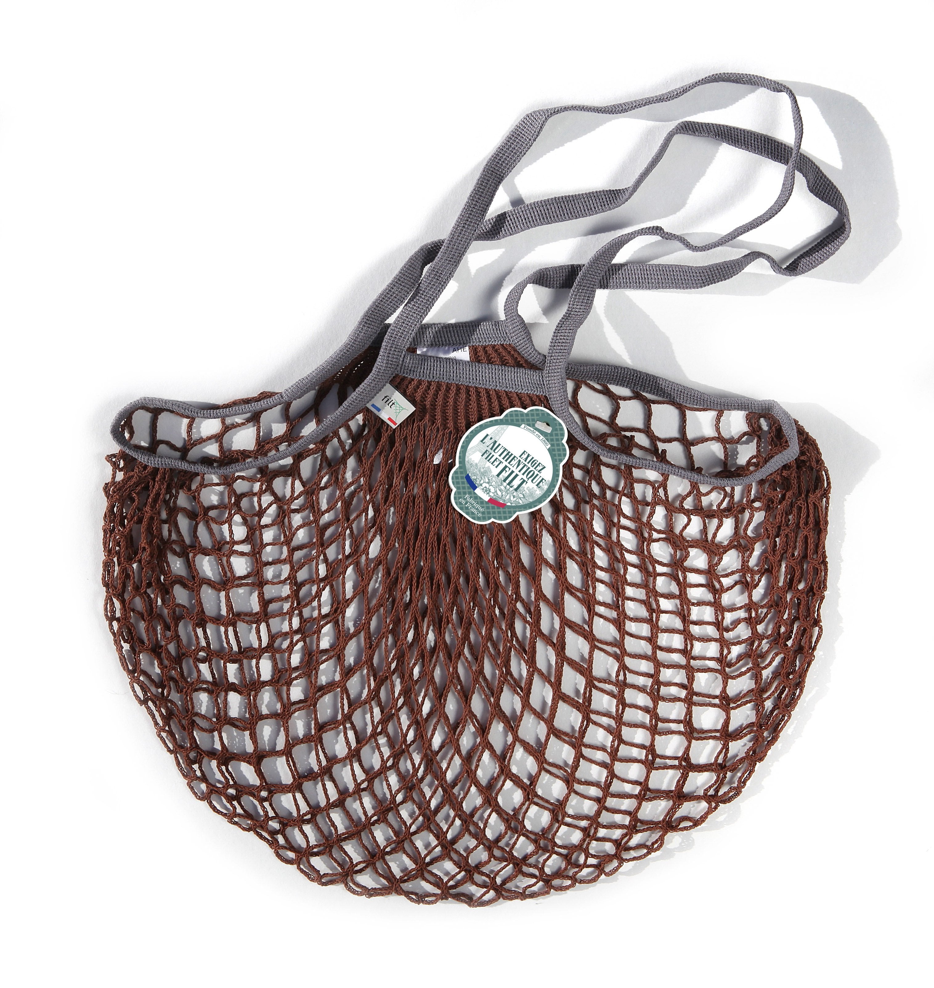 Filt Brown Cotton Grey Handle Shopper Medium -220SEPIA.POIGNEE.GRIS.LEAD