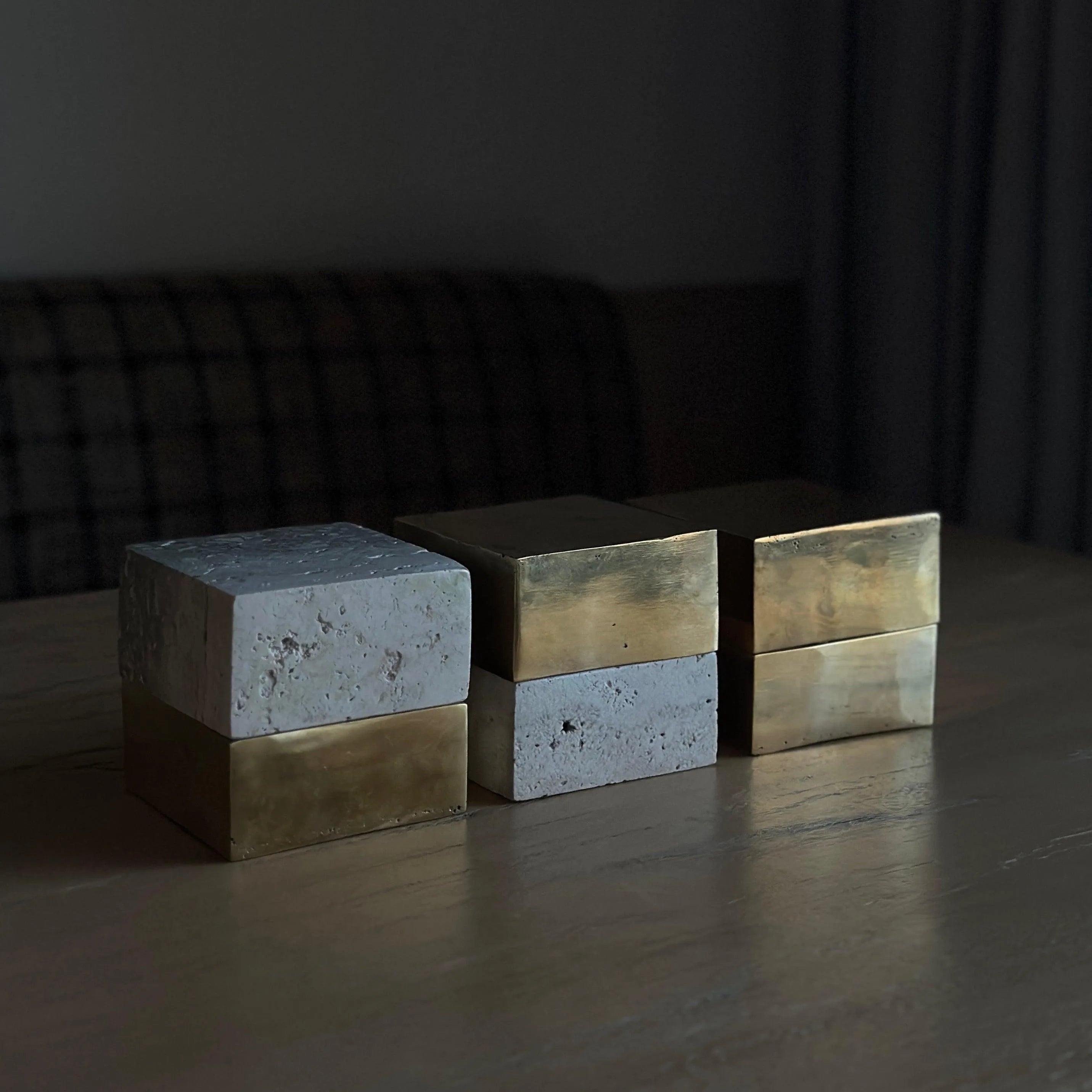 Anastasio Home 50/50 Box, Brass over Travertine