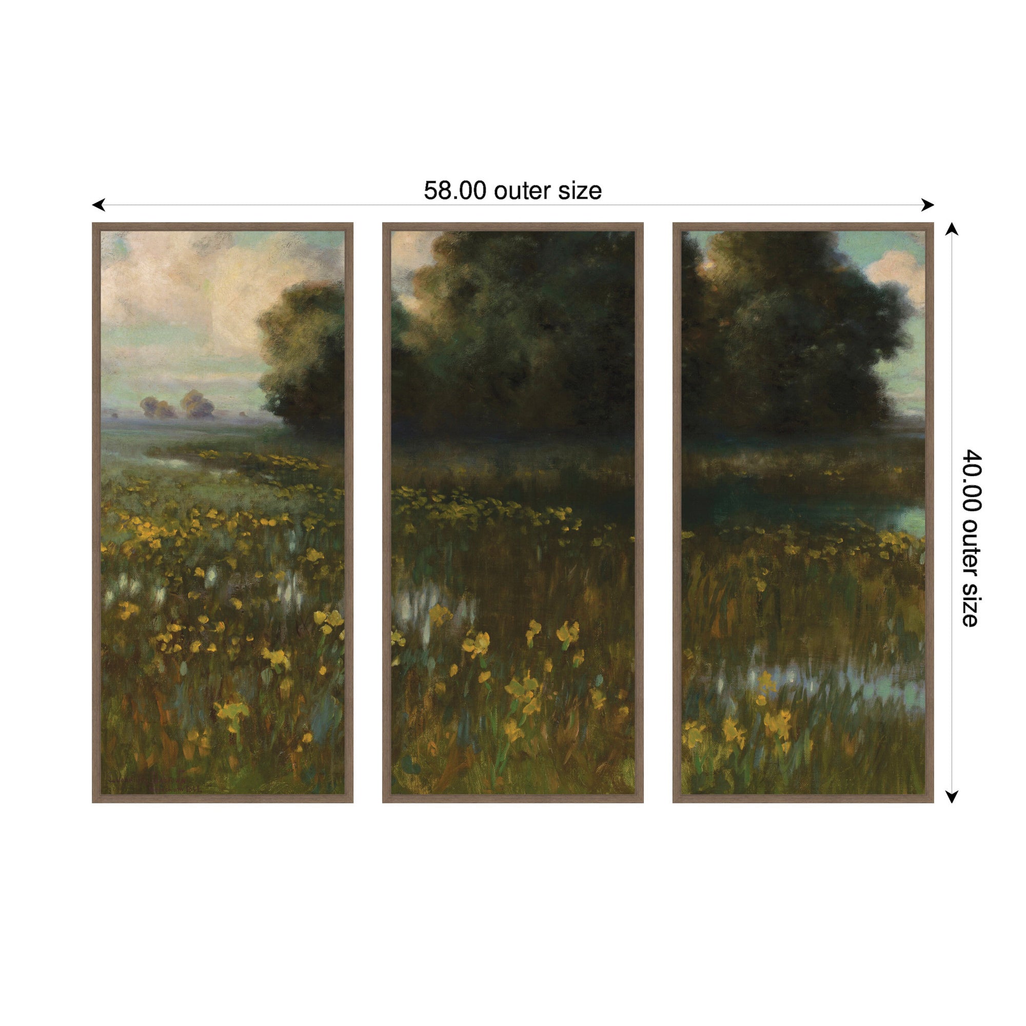 Cowslips in a Meadow Marshes 1899 Dabrowa Dabrowski 3 Piece Framed Canvas Wall Art Set by Nostalgia Prints