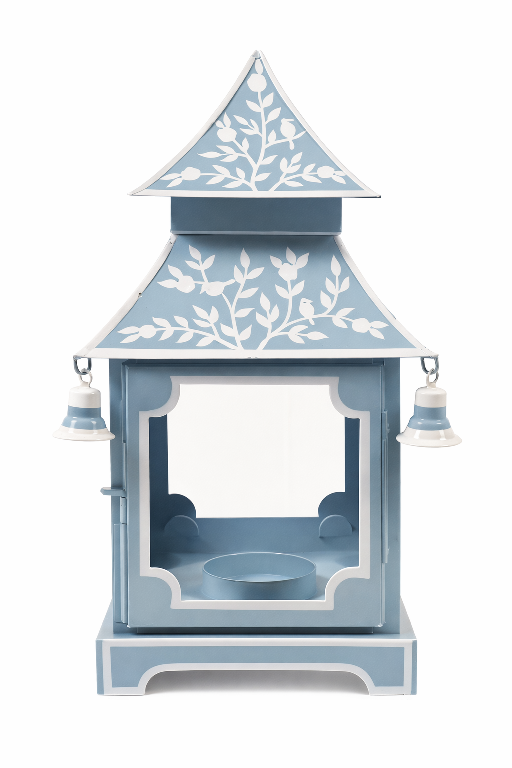 Soft Blue & White Bird & Vine Pagoda Lantern (4 Sizes)