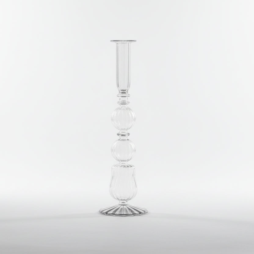 GLASS Cambridge Emma 10.5" Candlestick Holder Set of 2 Clear