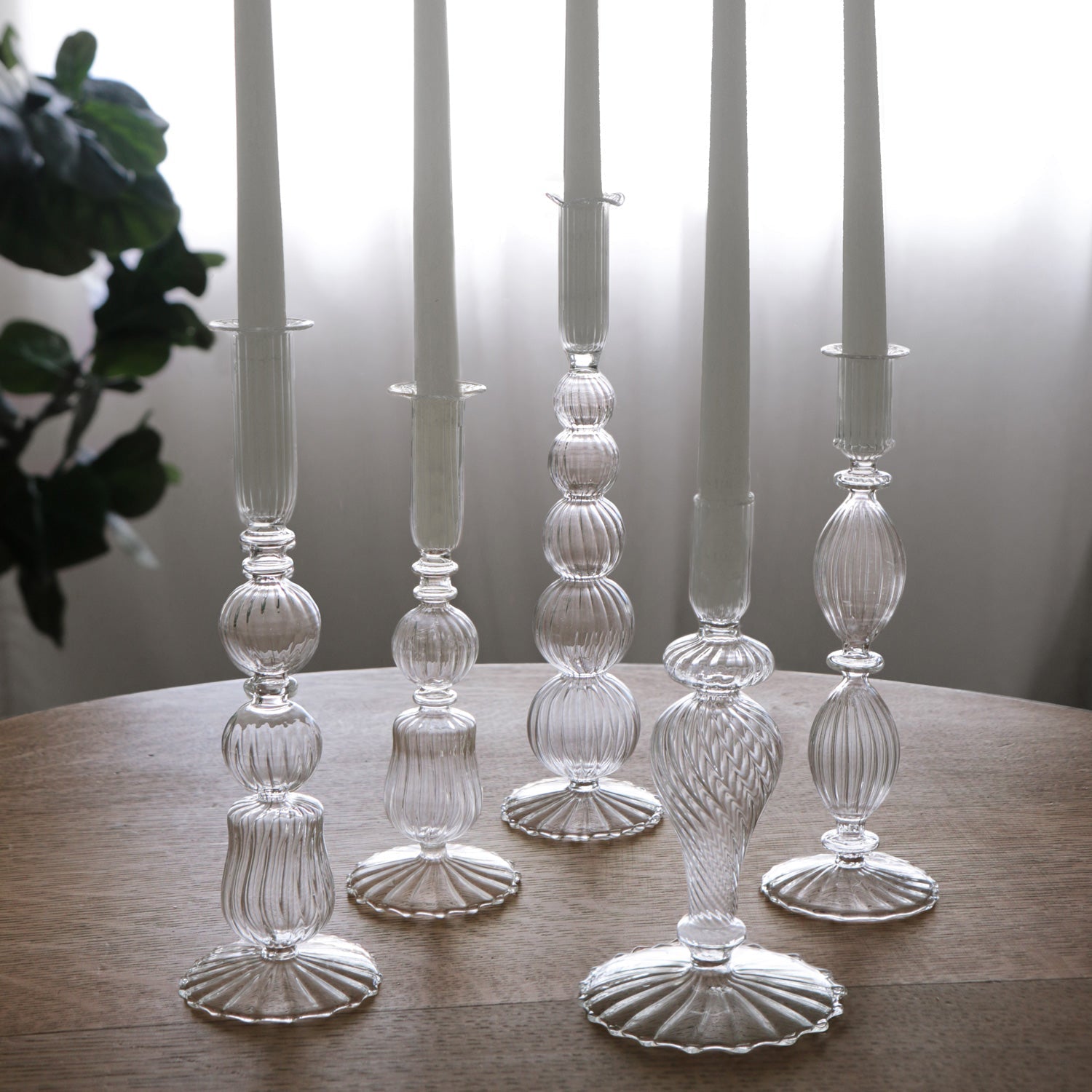 GLASS Cambridge Emma 10.5" Candlestick Holder Set of 2 Clear