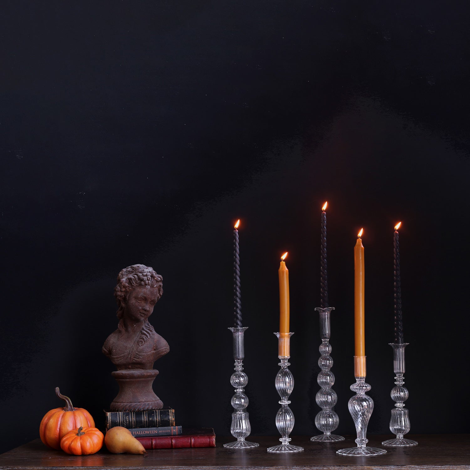 GLASS Cambridge Emma 10.5" Candlestick Holder Set of 2 Clear