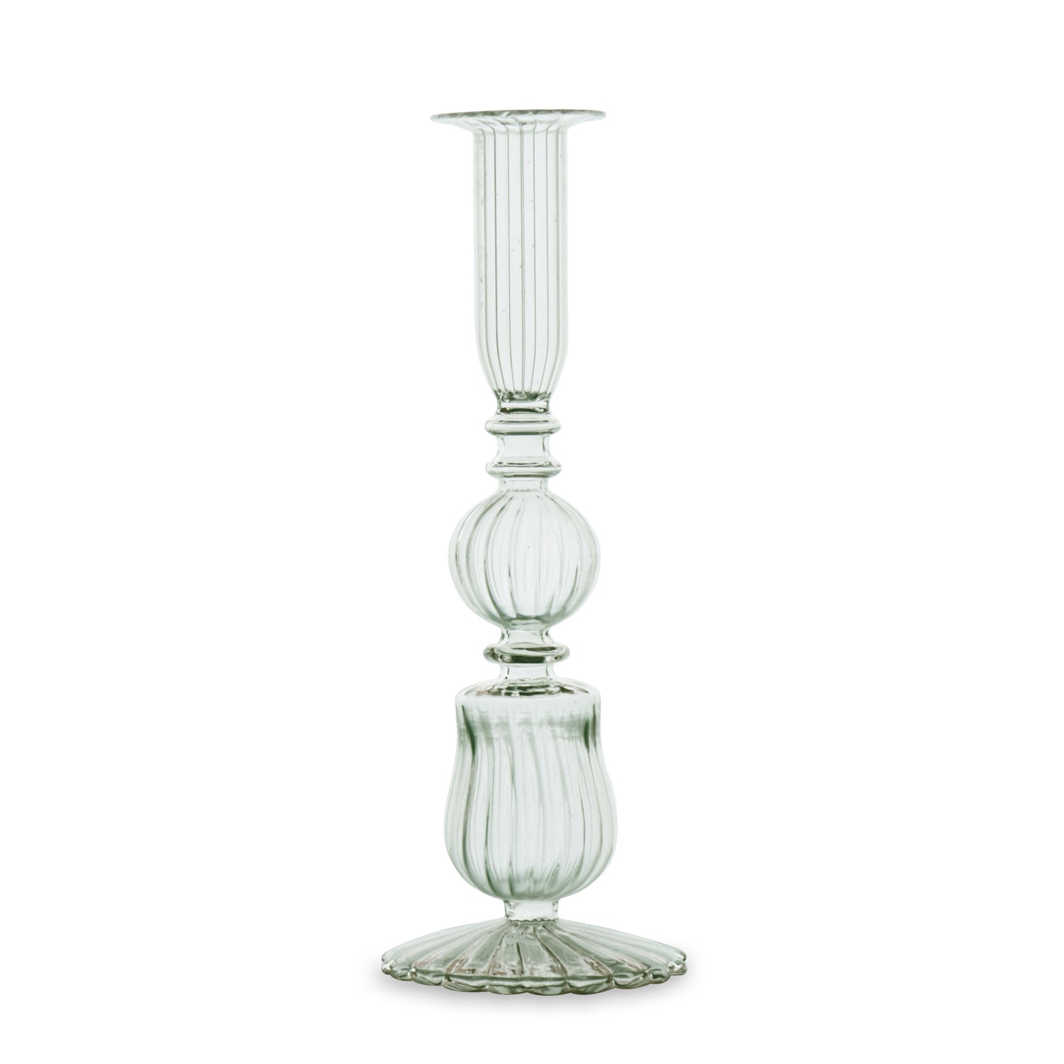 GLASS Cambridge Sophia 9" Candlestick Holder Set of 2 (Light Green)