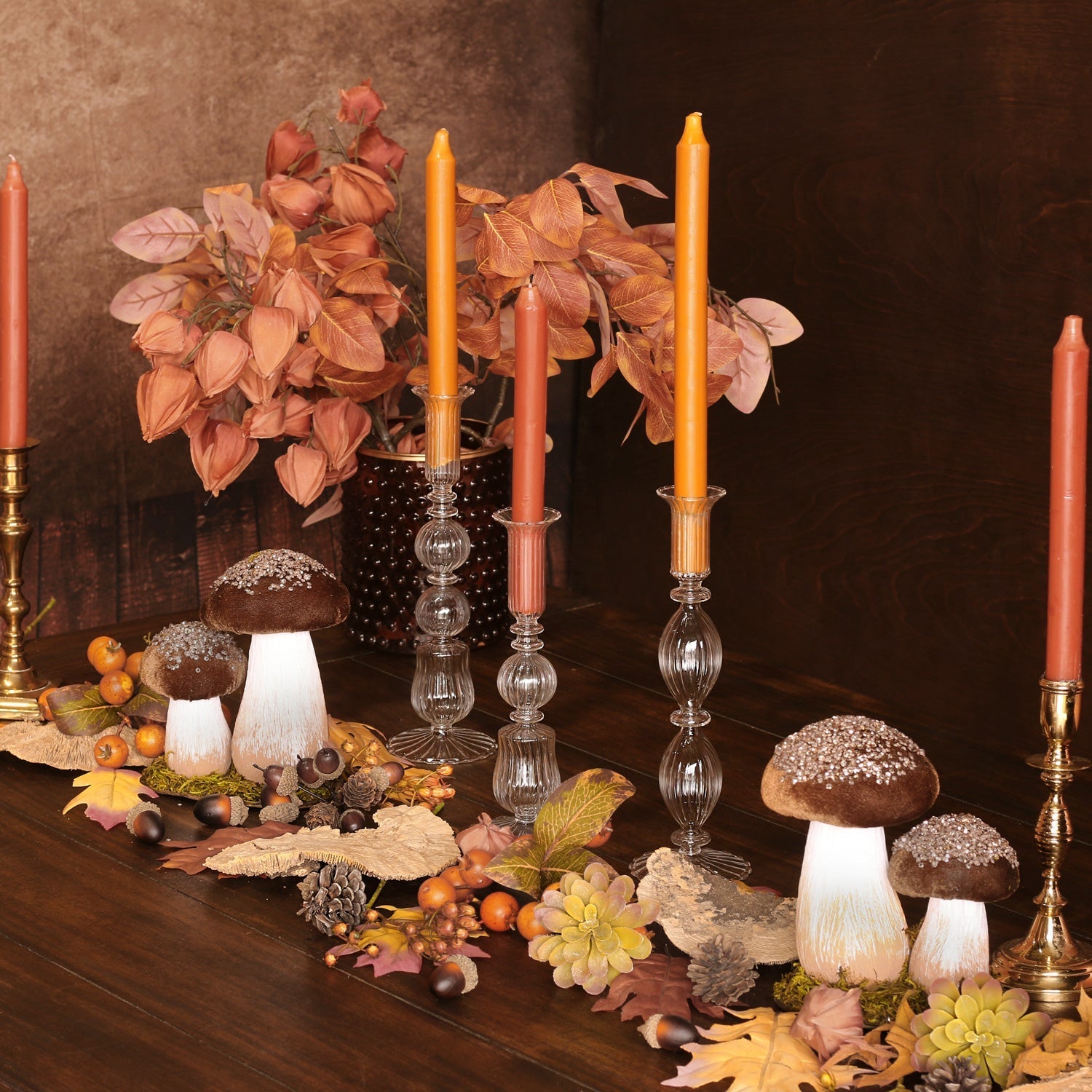 GLASS Cambridge Sophia 9" Candlestick Holder Set of 2 (Clear)