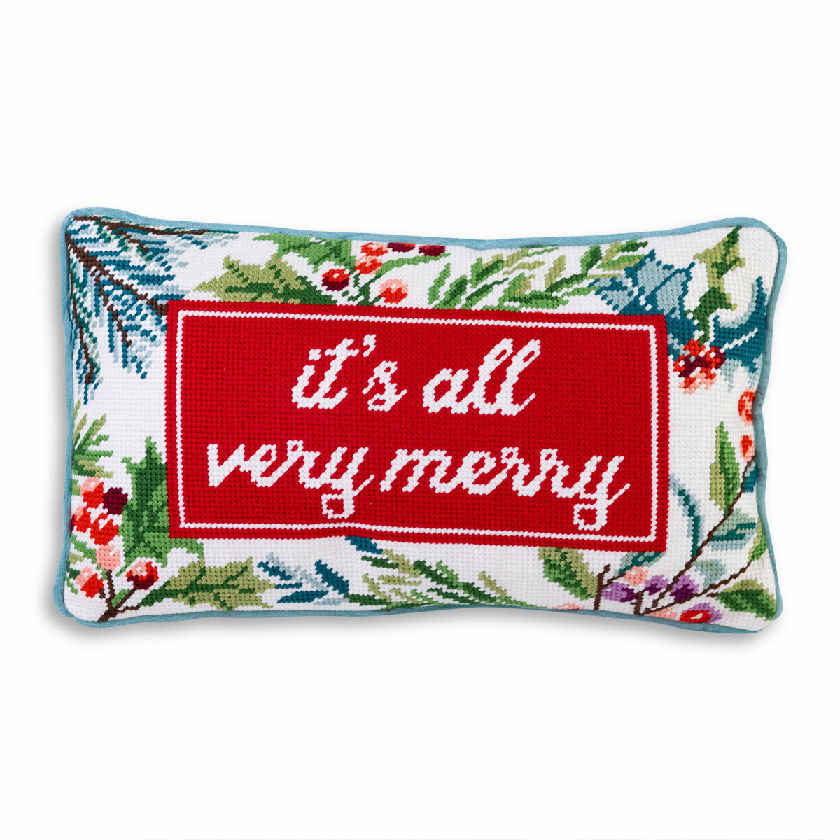Very Merry Needlepoint Throw Pillow