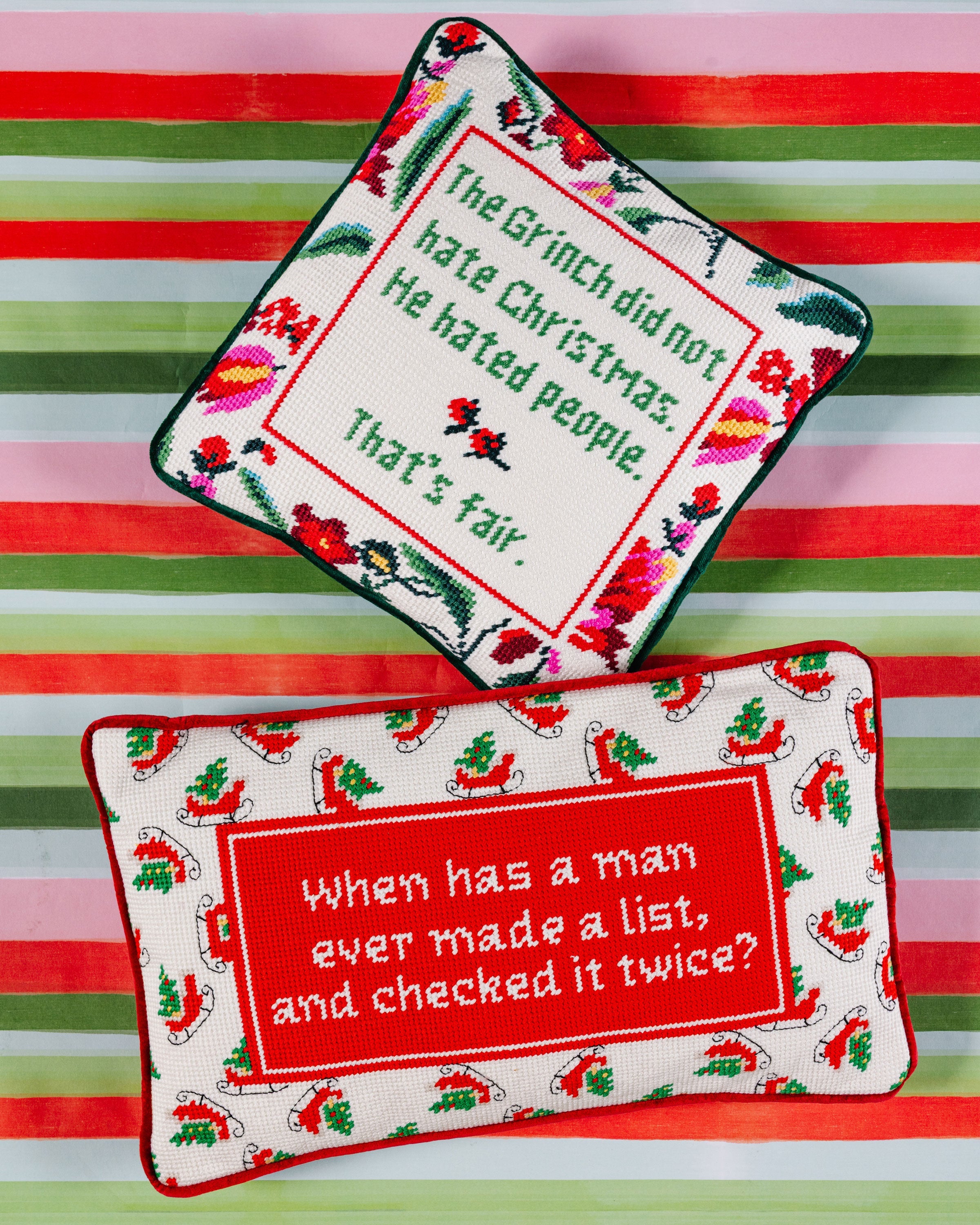 Check it Twice Needlepoint Pillow