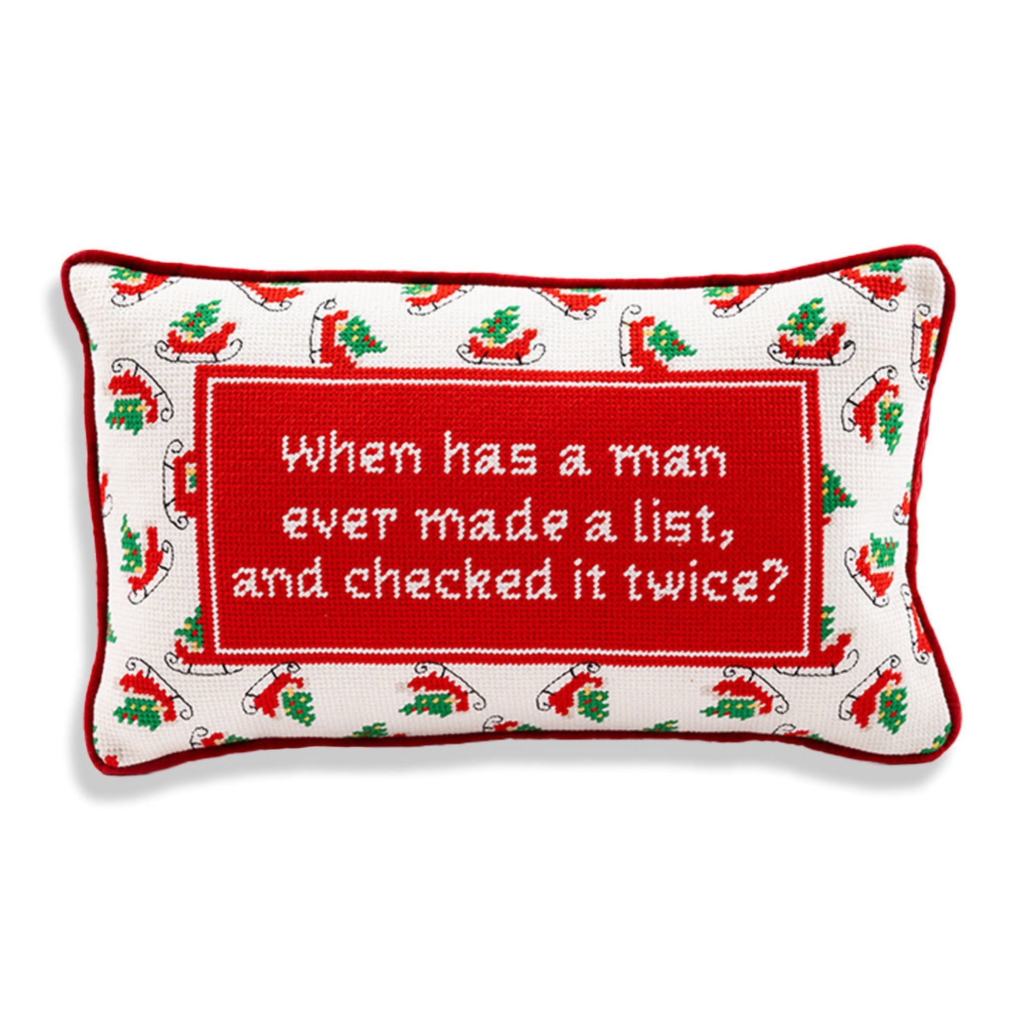 Check it Twice Needlepoint Pillow