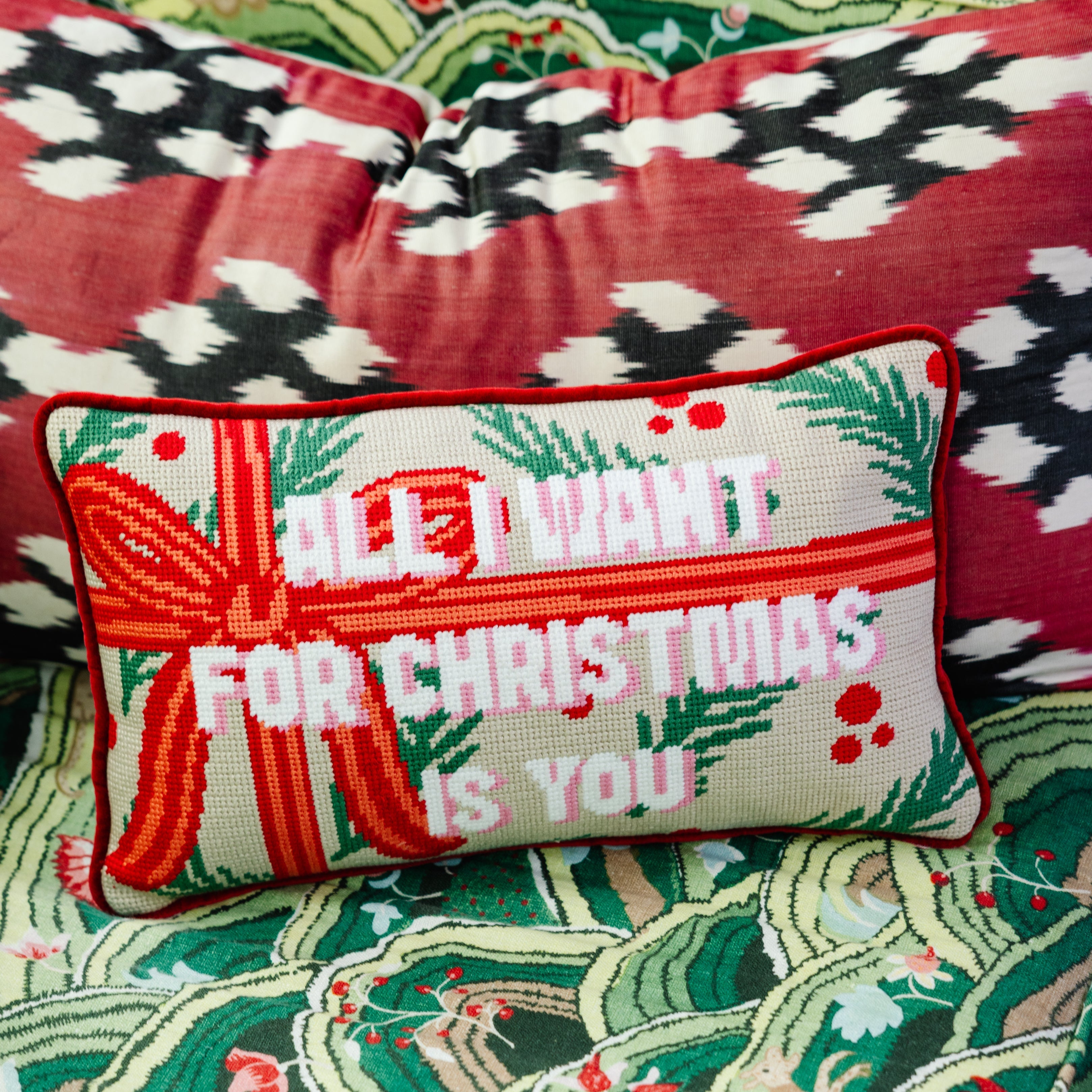 All I Want Needlepoint Pillow