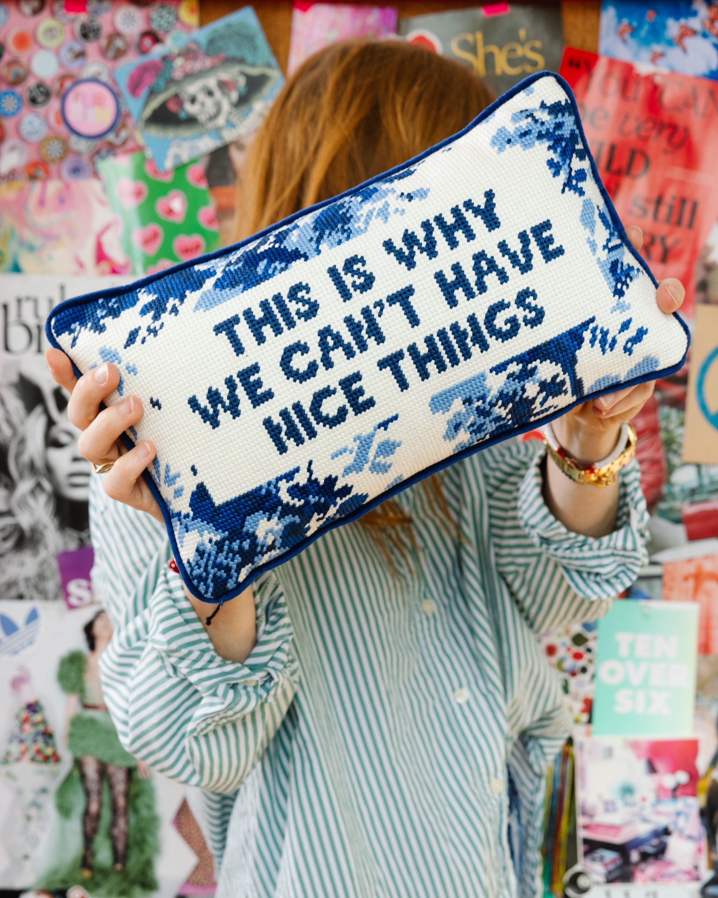 Nice Things Needlepoint Pillow