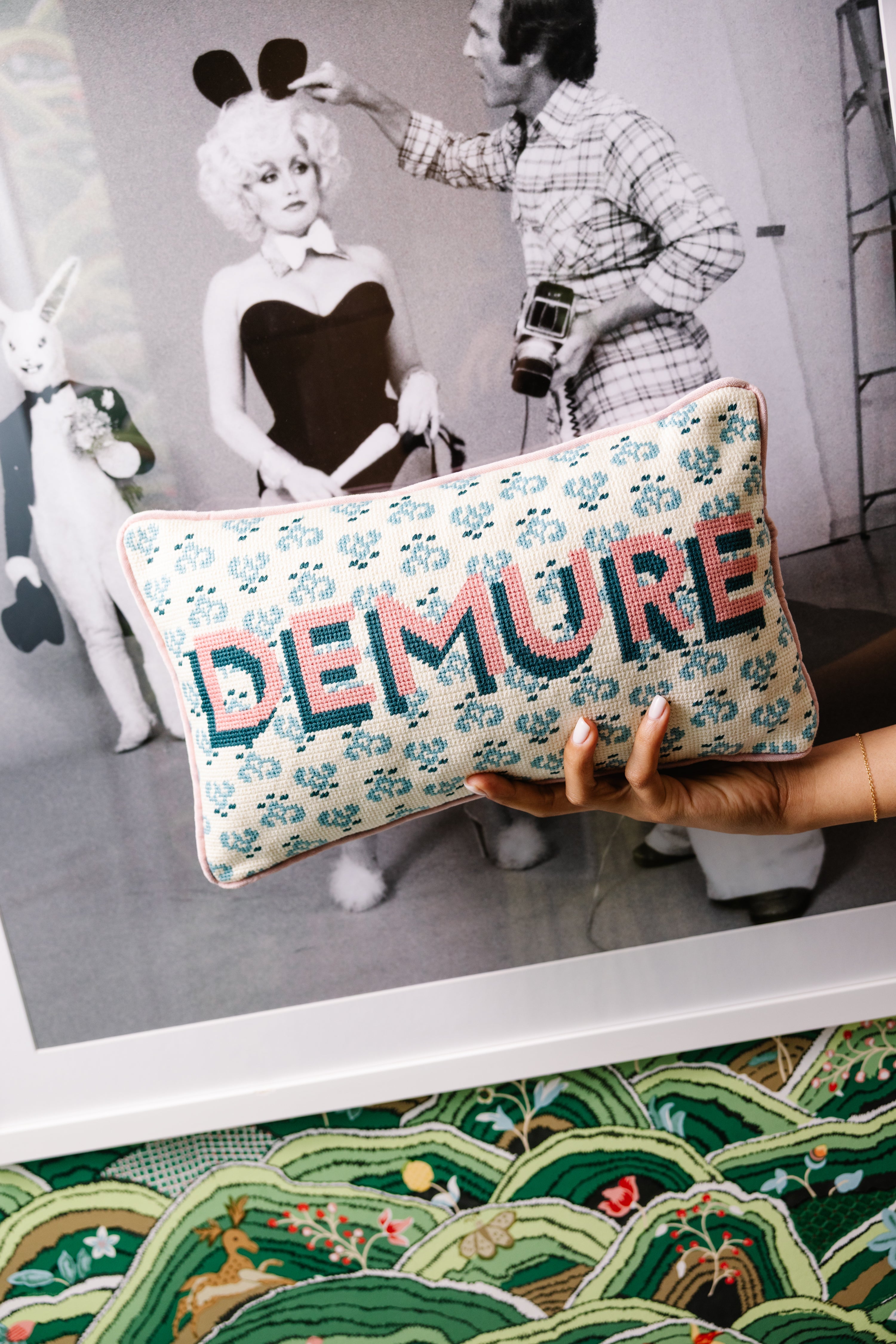 Demure Needlepoint Throw Pillow