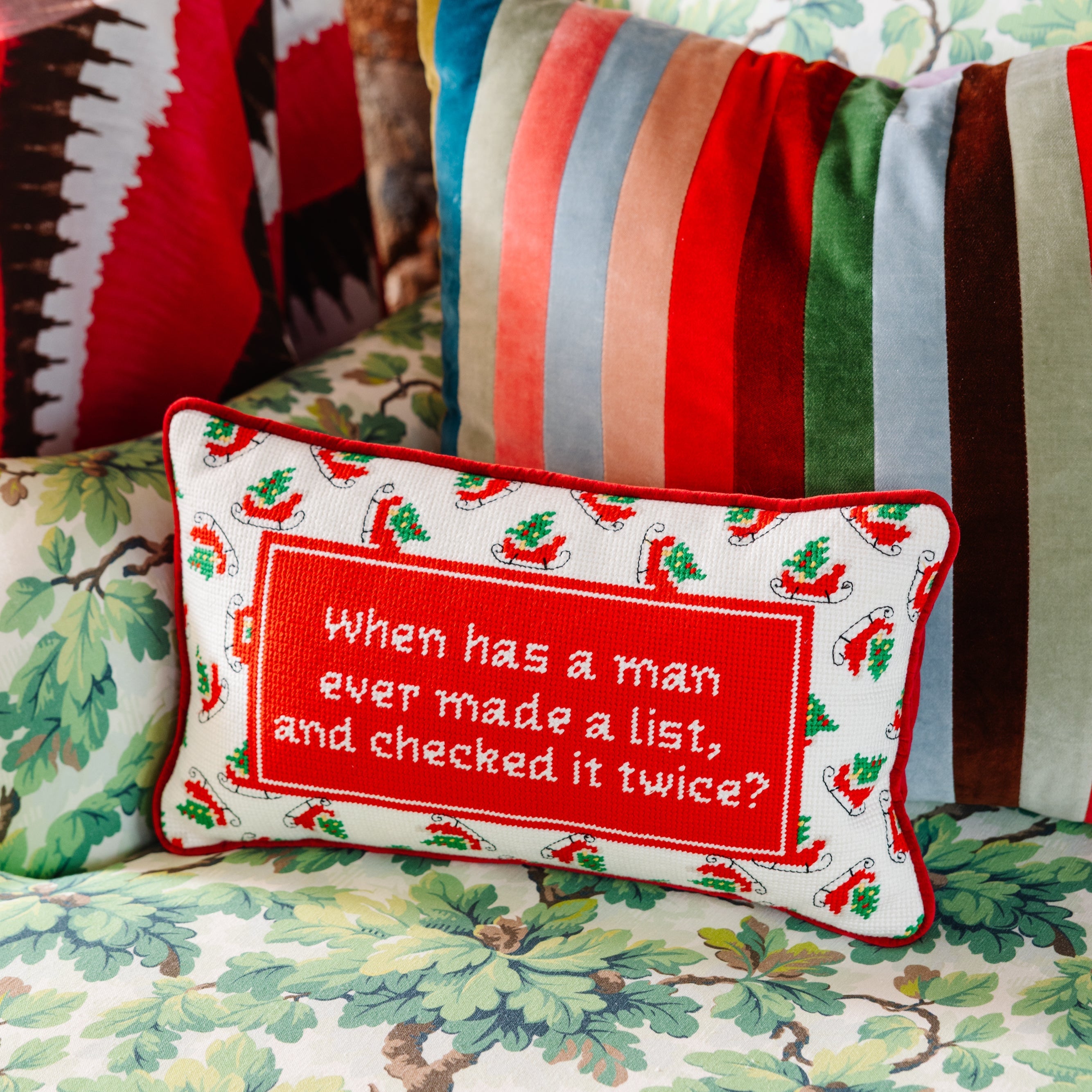 Check it Twice Needlepoint Pillow