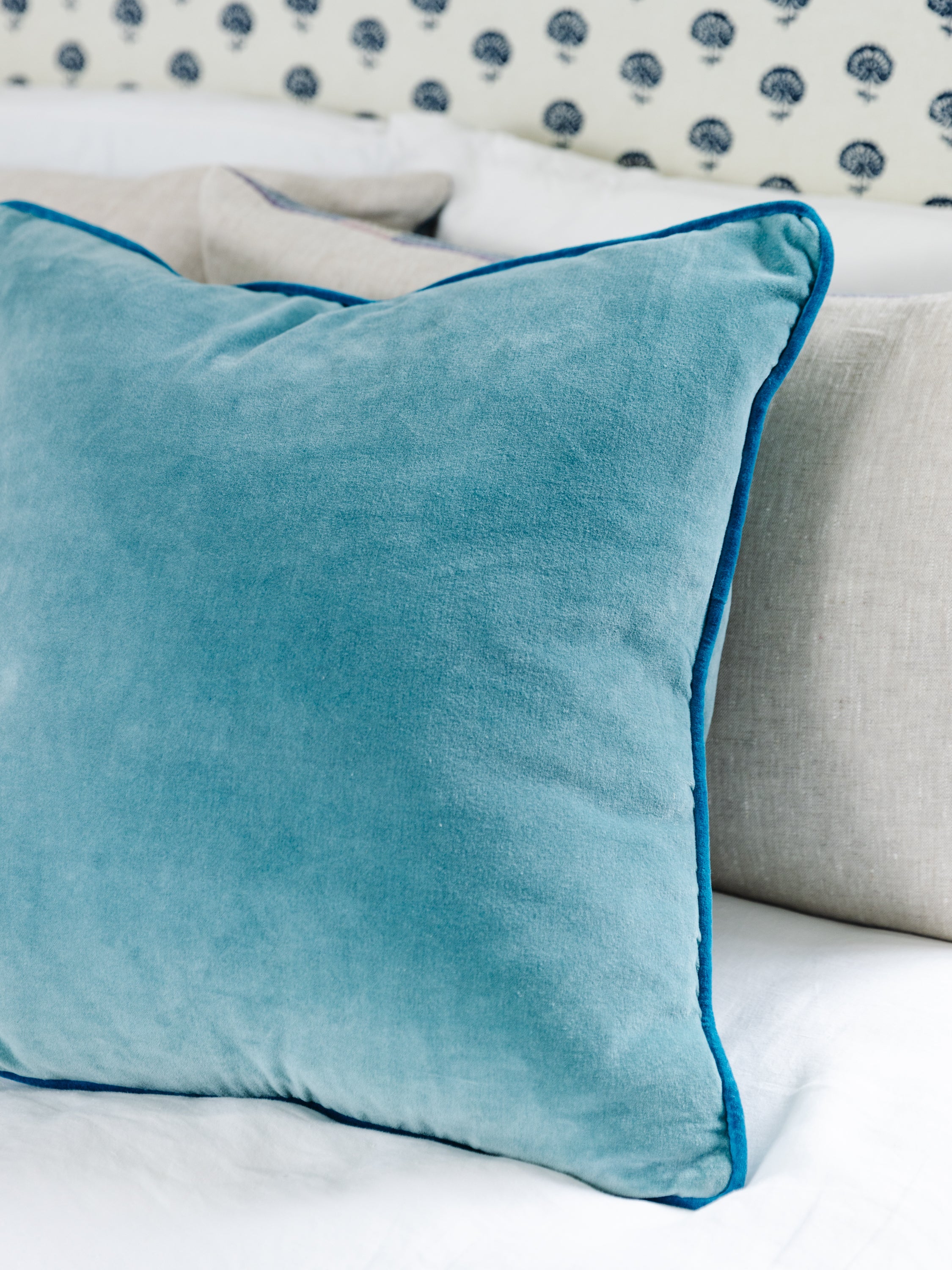 Charliss Velvet Pillow - Aqua + Peacock