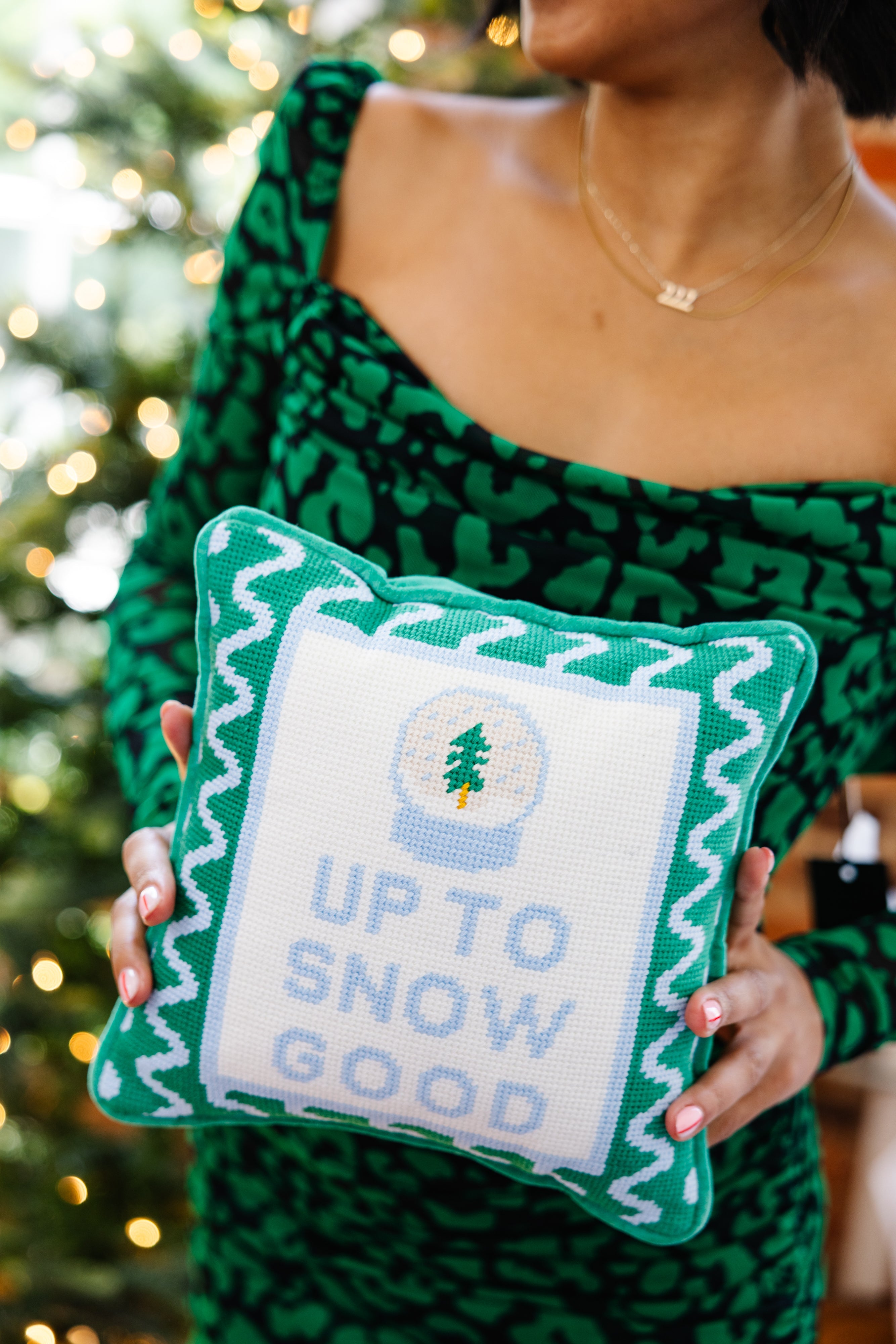 Up to Snow Good Needlepoint Throw Pillow