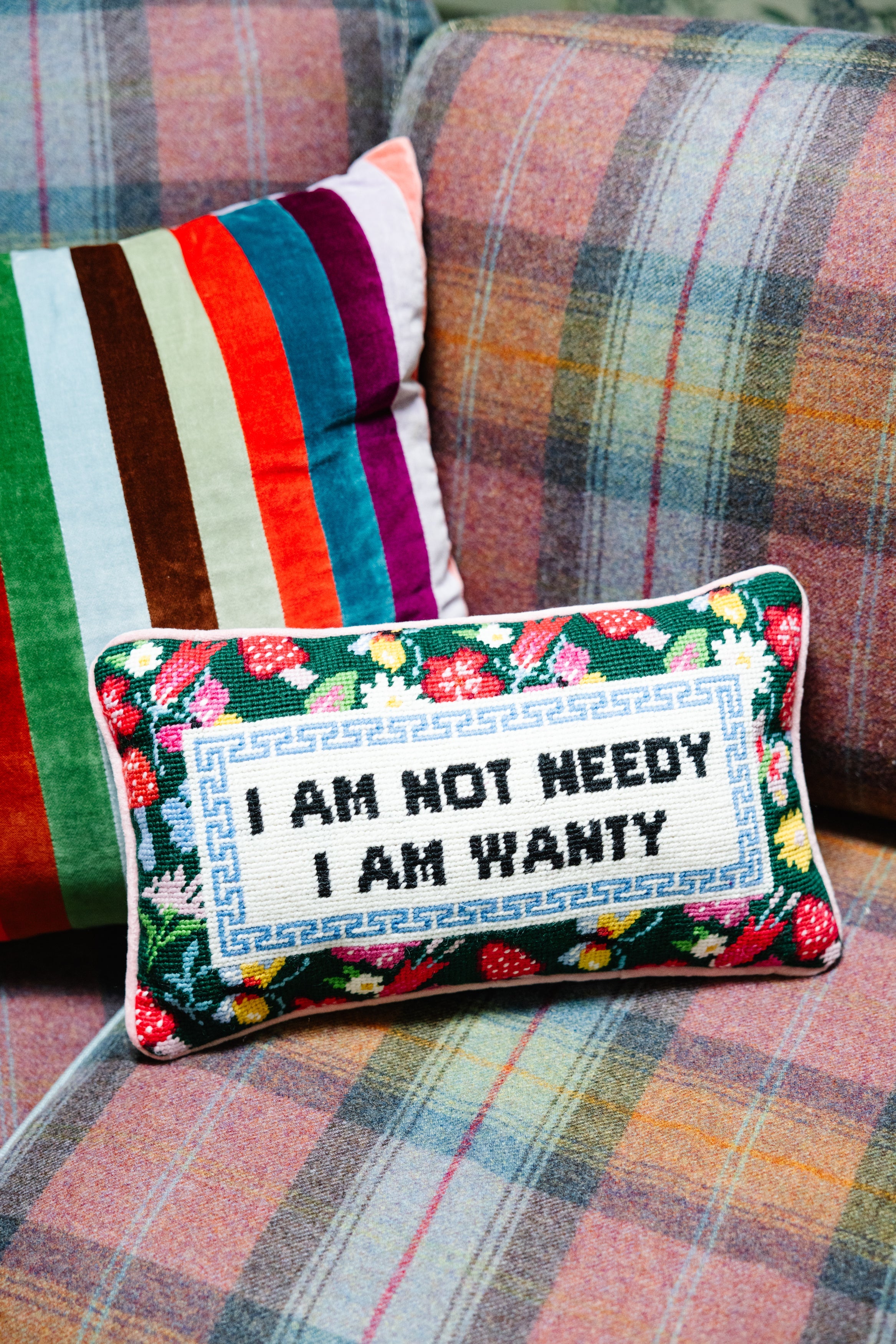 Not Needy Needlepoint Throw Pillow