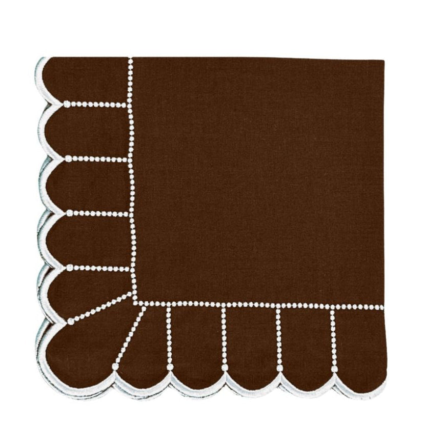 100% Linen - Studio Collection: Pippa Napkin - Cocoa/White (Set of 4)