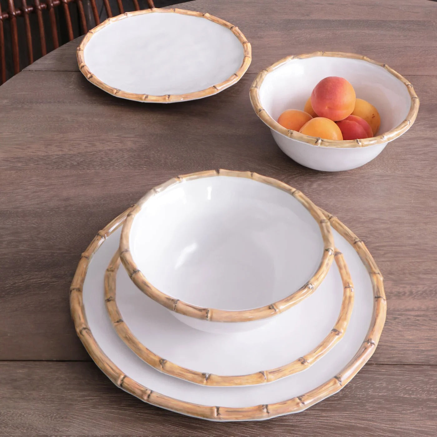 VIDA Bamboo 9" Salad Plate Set of 4 (White and Natural)