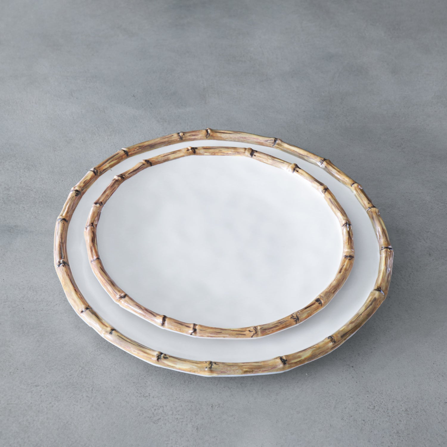 VIDA Bamboo 9" Salad Plate Set of 4 (White and Natural)