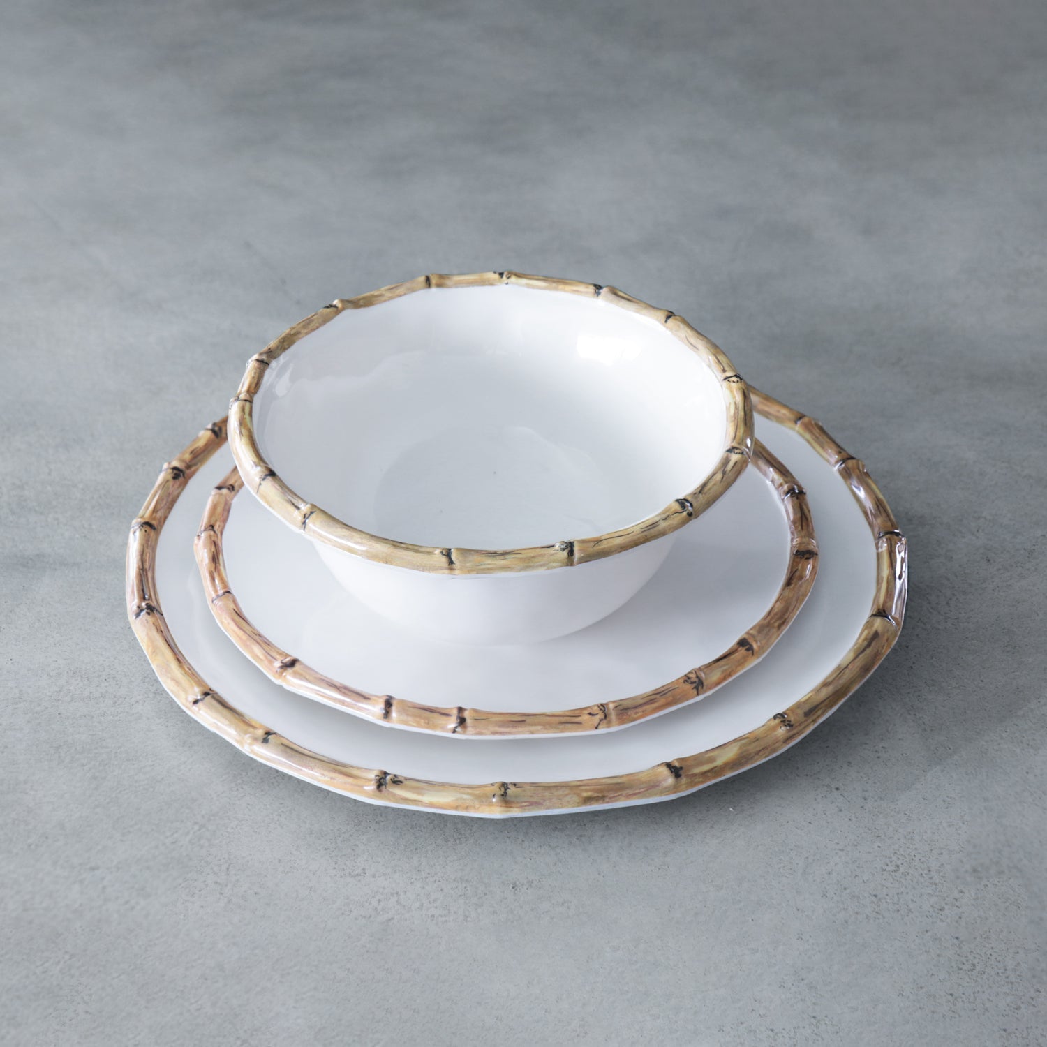 VIDA Bamboo 11" Dinner Plate Set of 4 (White and Natural)