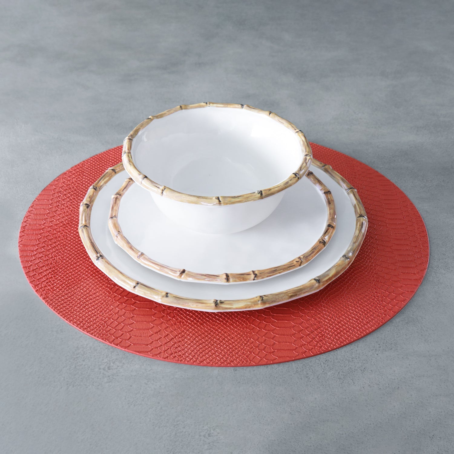 VIDA Bamboo 9" Salad Plate Set of 4 (White and Natural)