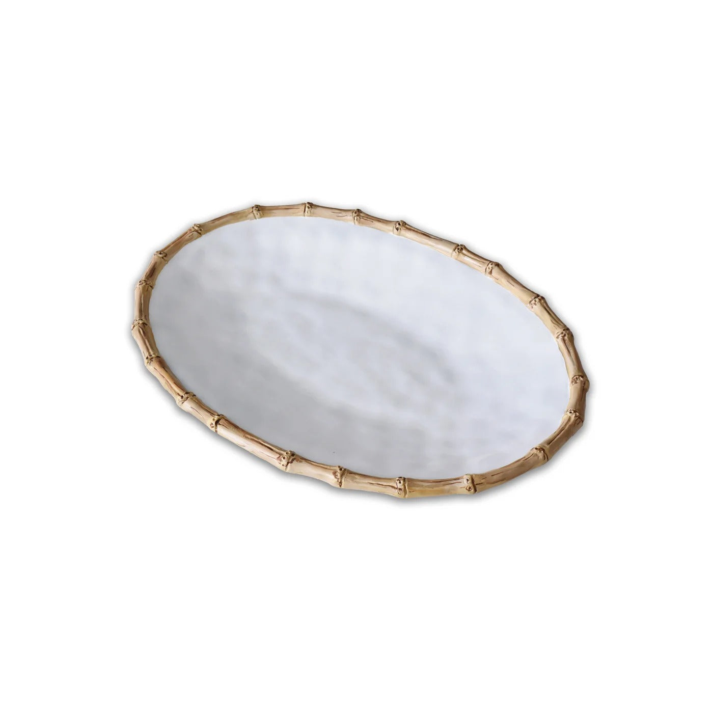 VIDA Bamboo Large Oval Platter (White and Natural)