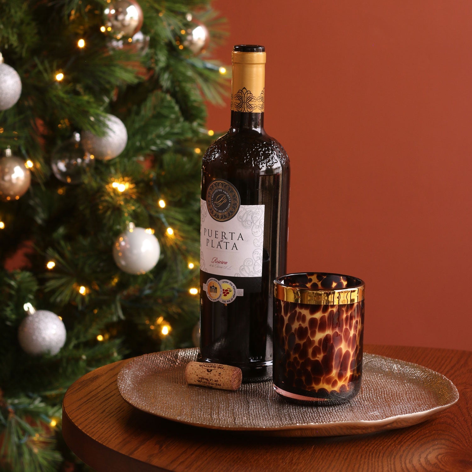 GLASS Tortoise and Gold Tumbler Set of 4