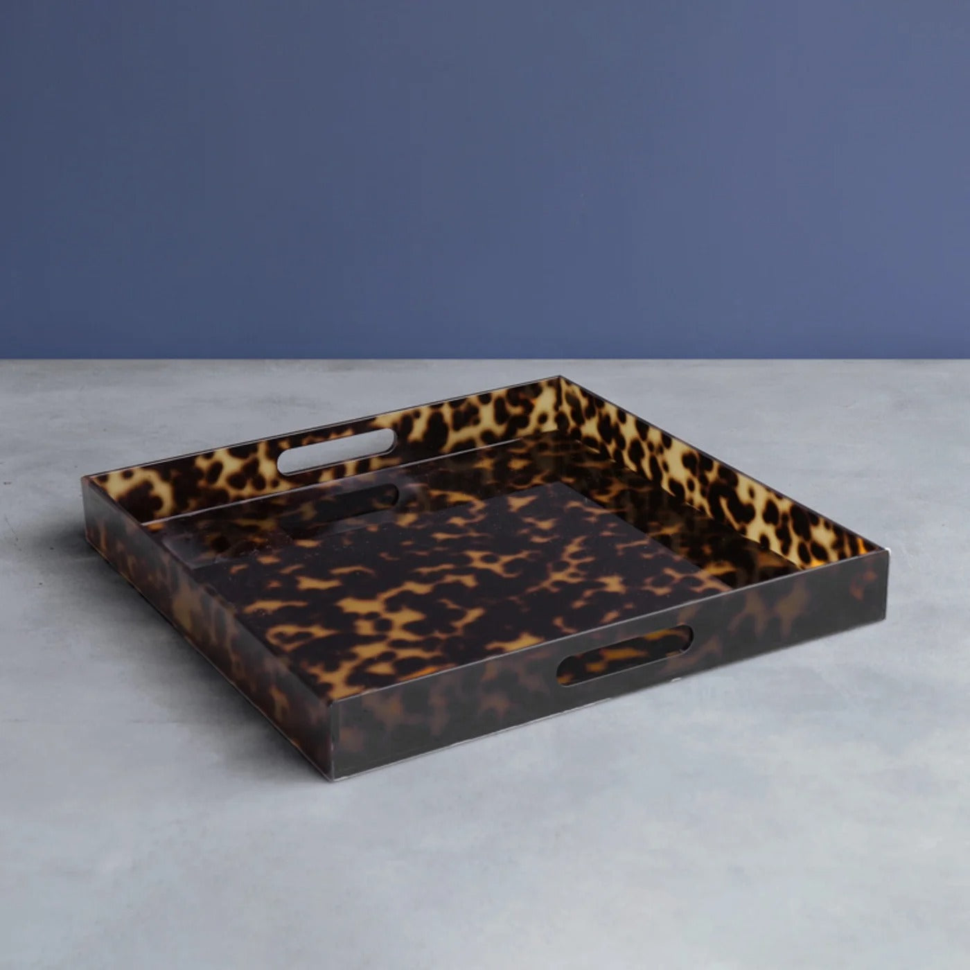 VIDA Acrylic Tortoise Large Square Tray With Handles