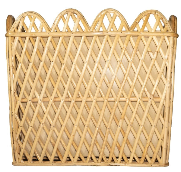 Extra Large Natural Rattan Scalloped Floor Planter - The Mayfair Hall