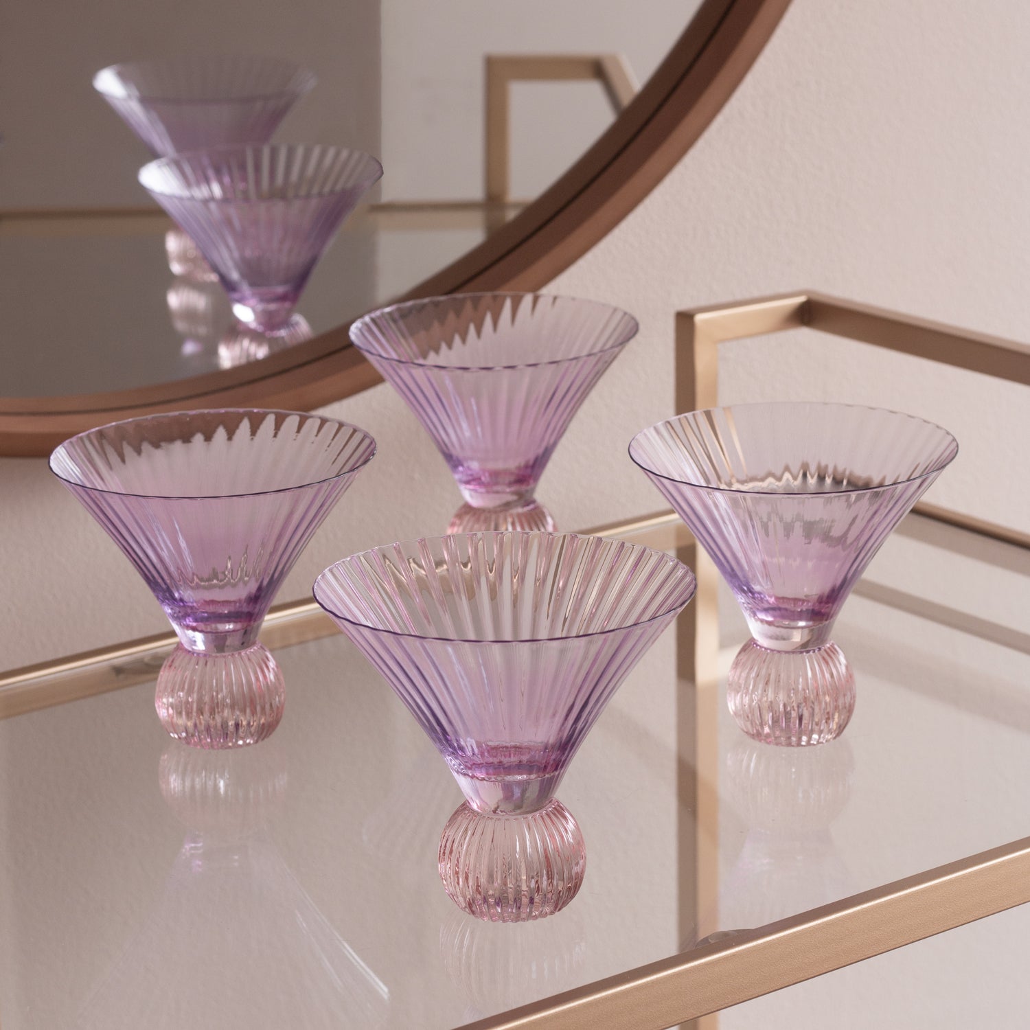 GLASS Venice Martini Set of 4 (Violet and Pink)