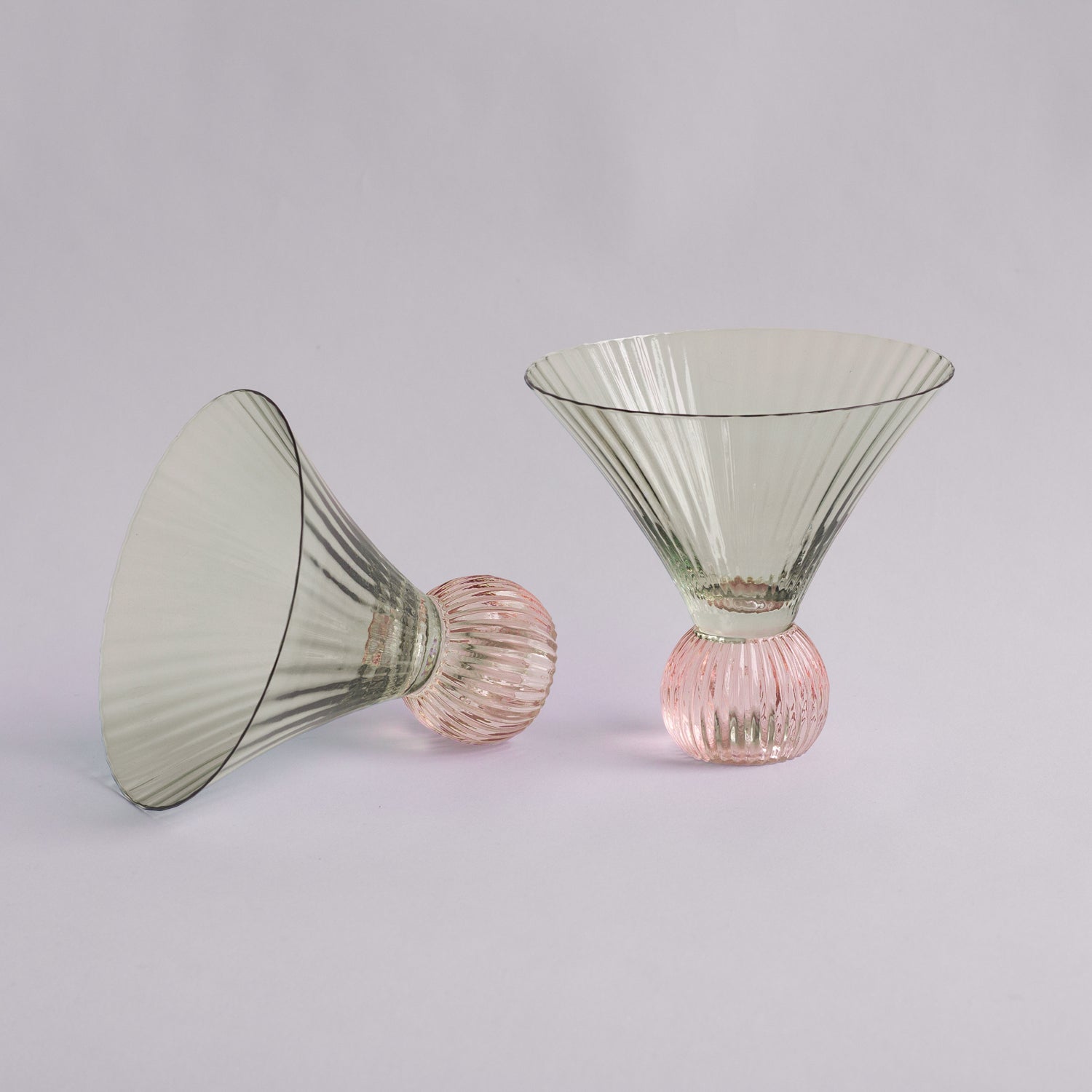 GLASS Venice Martini Set of 4 (Green and Pink)