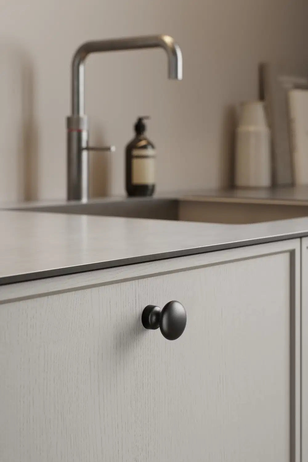 Matte Black "Baron" Cup Pull and Knobs