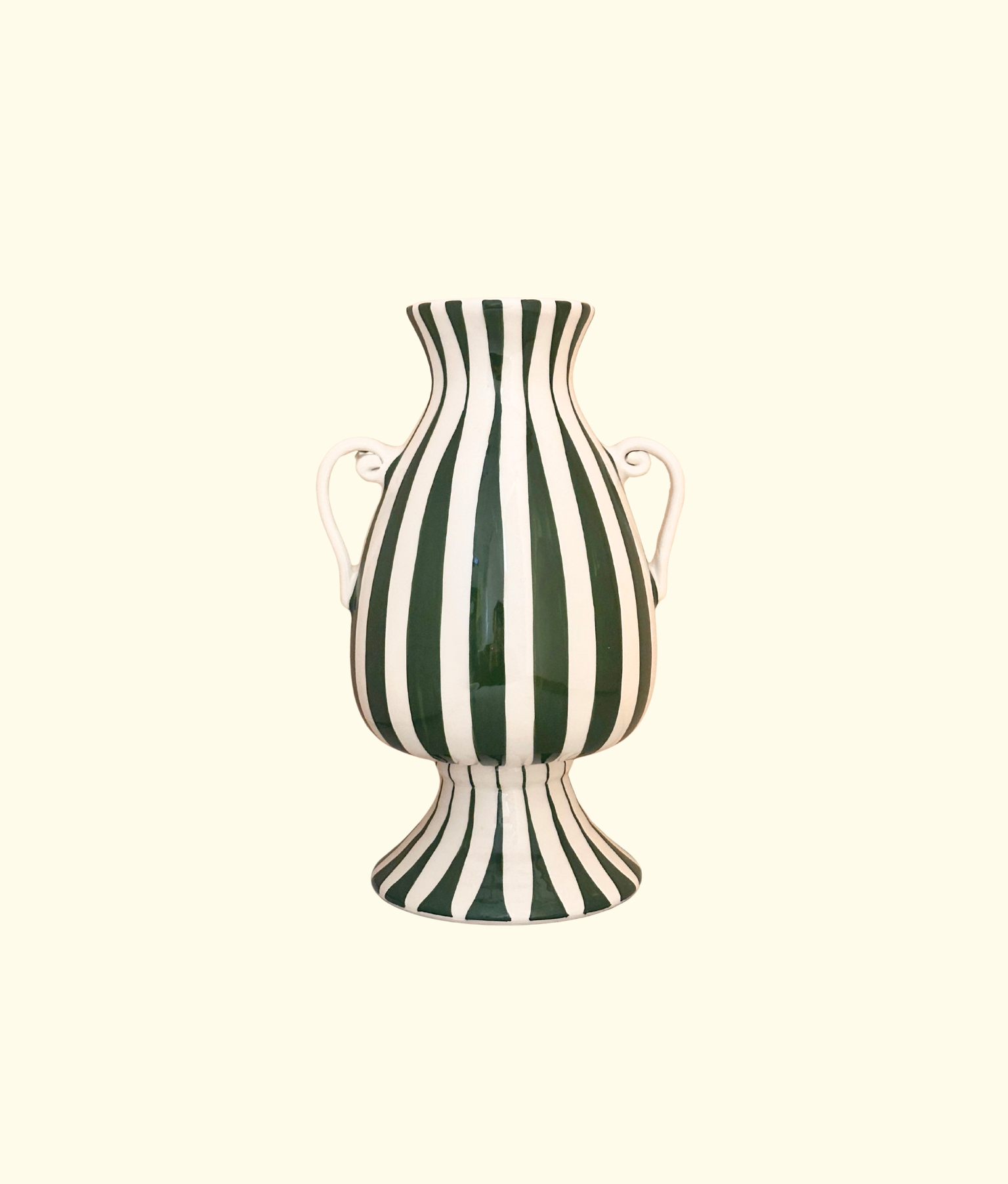 Colibri Striped Vase, Olive Green