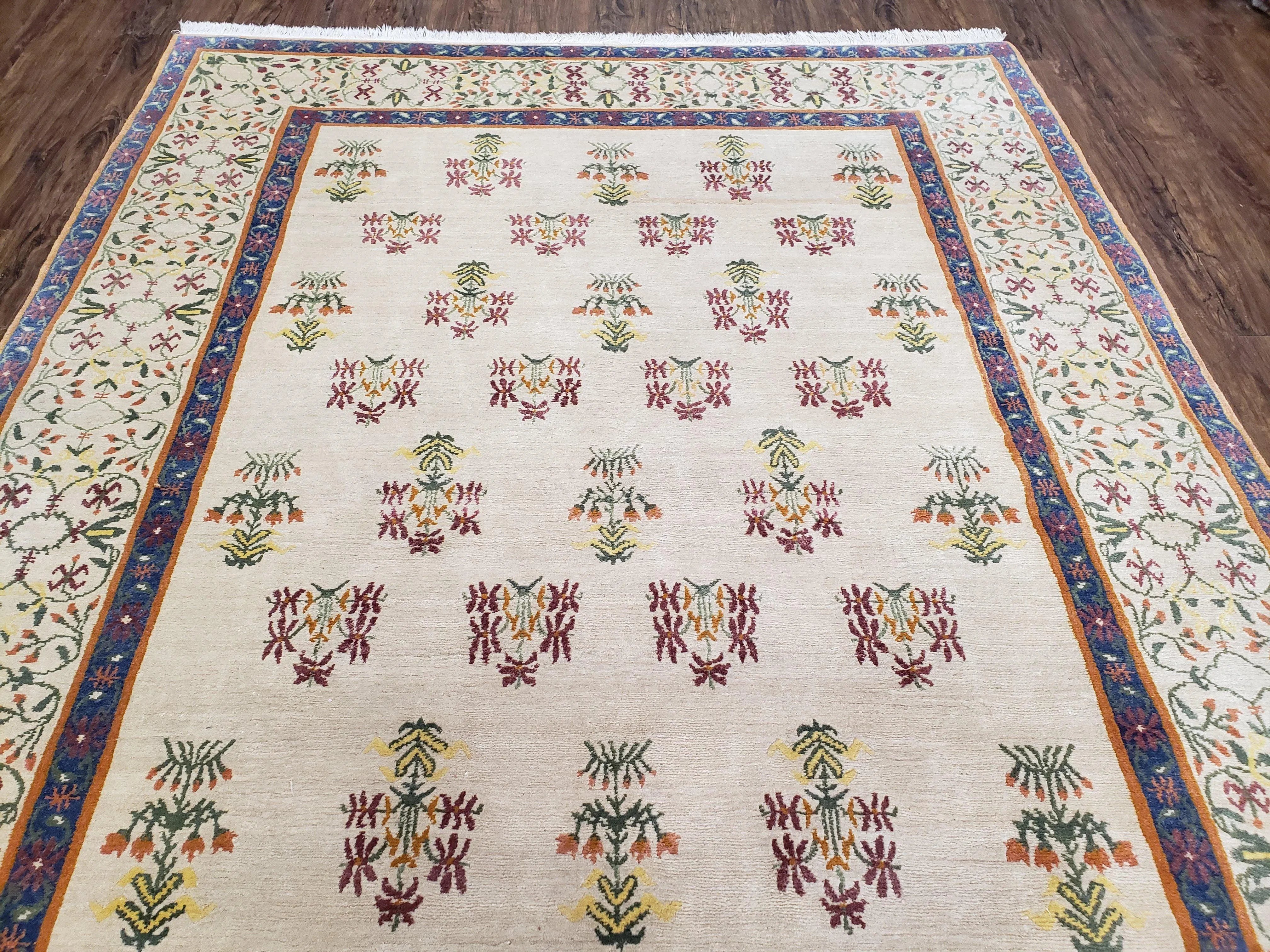 Tufenkian Rug 5.9 x 8.6, Tibetan Nepalese Rug, Hand Knotted, Soft Shiny Wool, Repeated Motifs, Contemporary Modern, Area Rug 6x9, Vintage