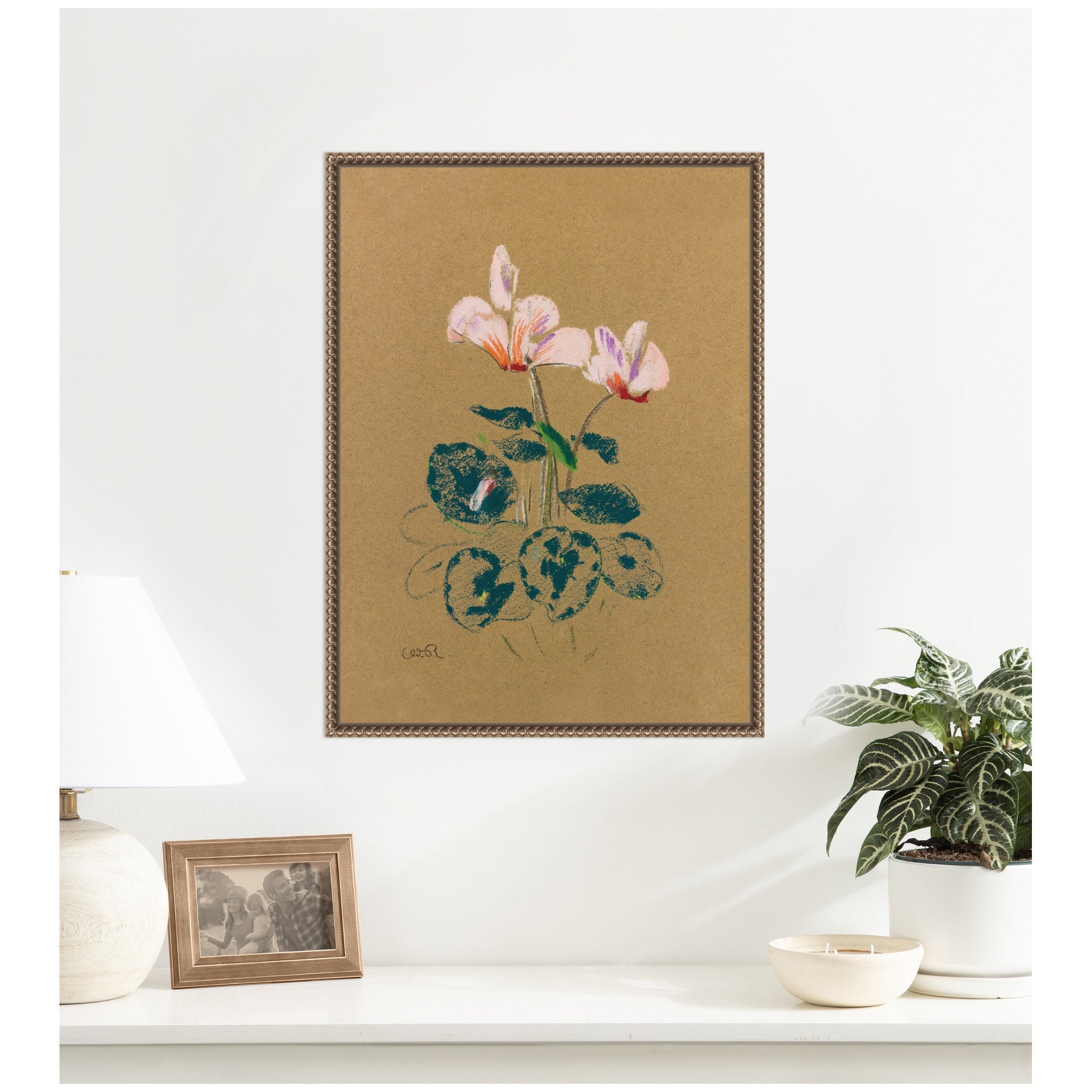 Cyclamen 1916 Odilion Redon by Nostalgia Prints Framed Canvas Wall Art Print
