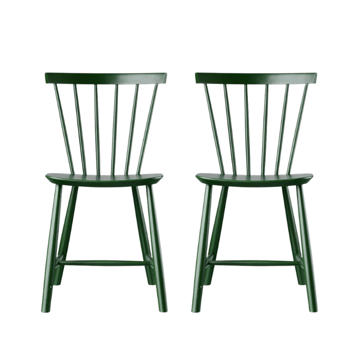FDB Møbler J46 Dining Chair, Bottle Green Painted Beech,2 pcs.