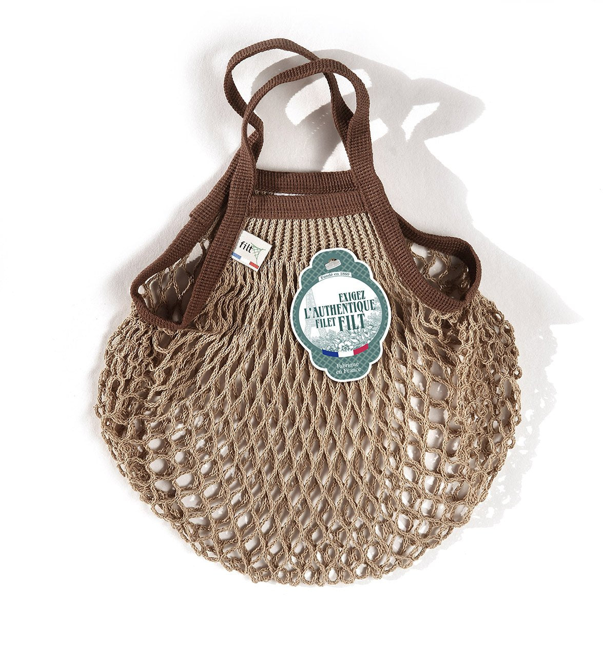 Filt Beige Cotton Brown Handle Sack Mini