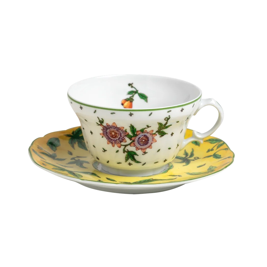 Flor de Maracuja Limoges Porcelain Tea Cup & Saucer by Tania Bulhões