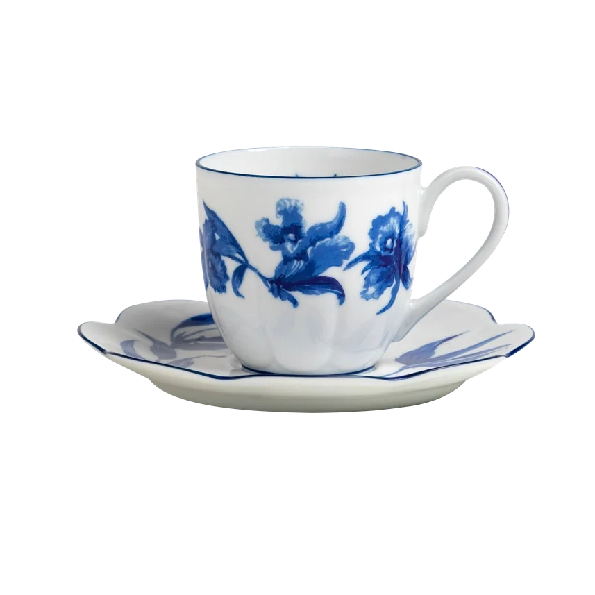 Casa das Orquideas Limoges Porcelain Espresso Cup & Saucer by Tania Bulhões