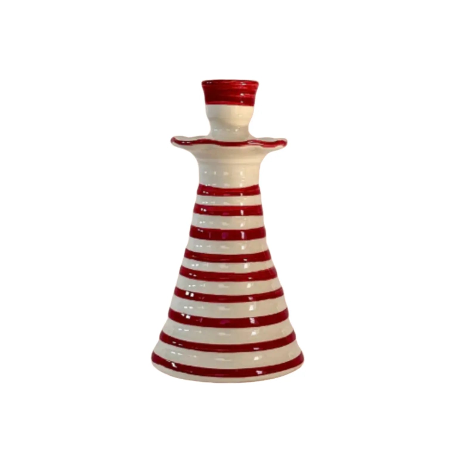 Ruffle Candleholder, Crimson Stripe