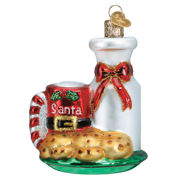 Santa’s Milk & Cookies Blown Glass Christmas Ornament by Old World Christmas