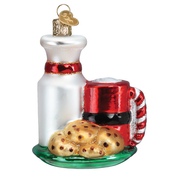 Santa’s Milk & Cookies Blown Glass Christmas Ornament by Old World Christmas