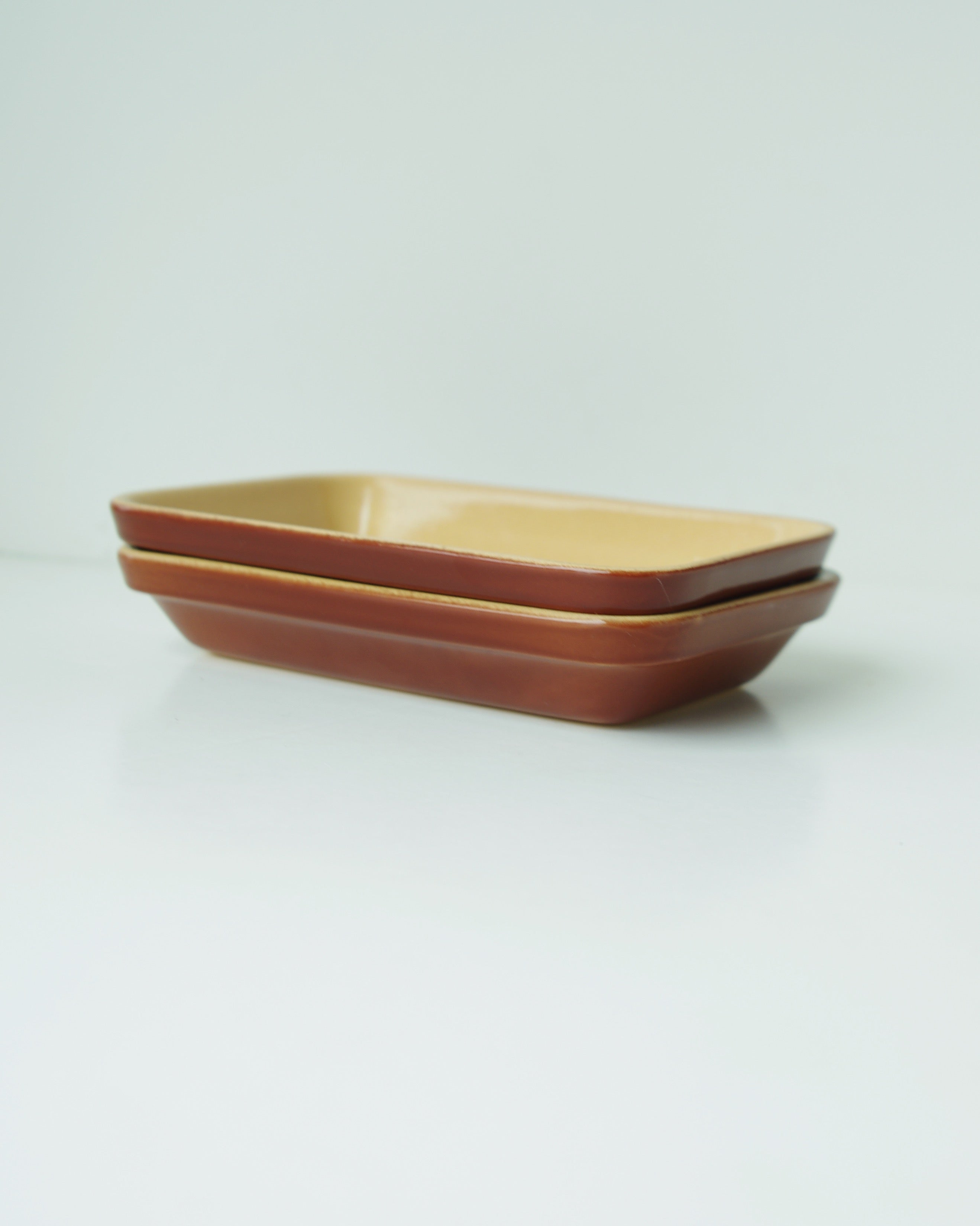 Vintage French Stoneware Rectangular Plate - XSmall (0.25 L) - Brown