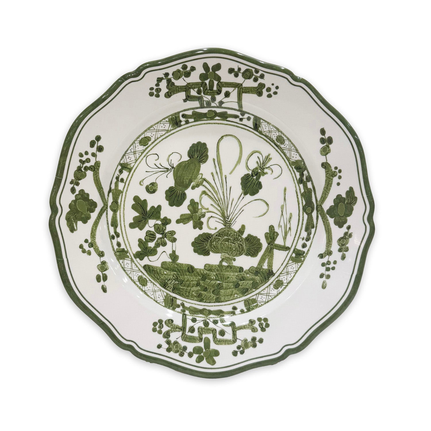 VIDA Faenza 11" Dinner Plate Set of 4 White and Green