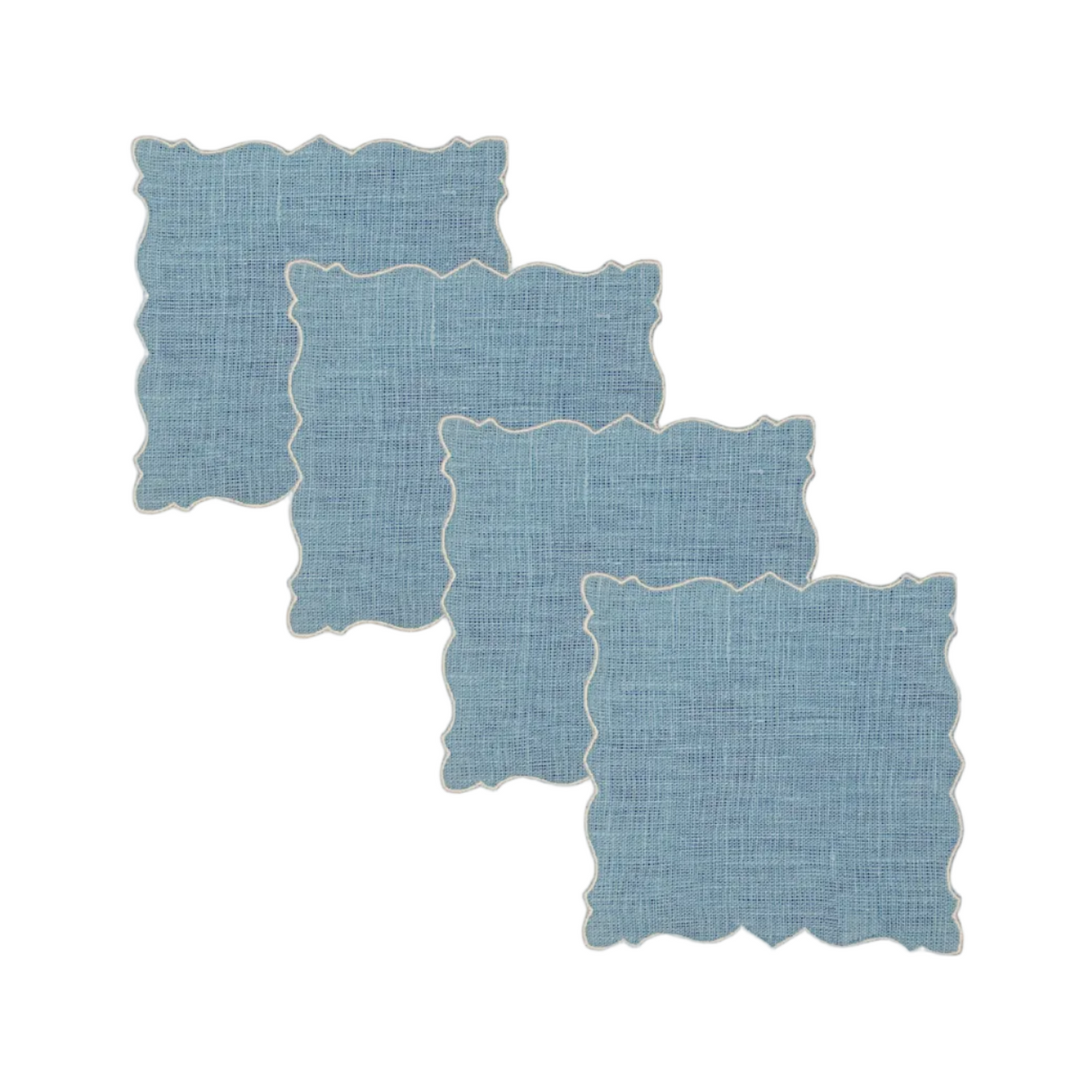 Angelina Linen Cocktail Napkins in Solesmes / Ivory by La Gallina Matta — Set of 4