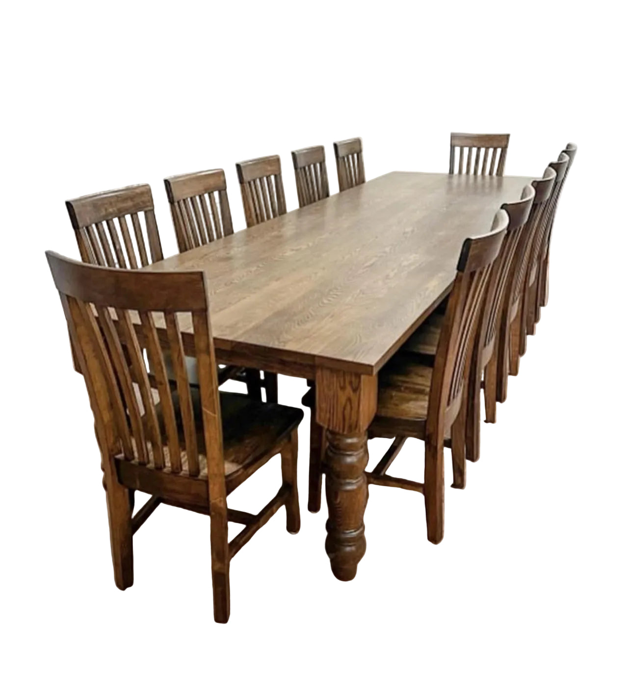 10' L x 42" W White Oak Husky Dining Table with 10 Mission Dining Chairs