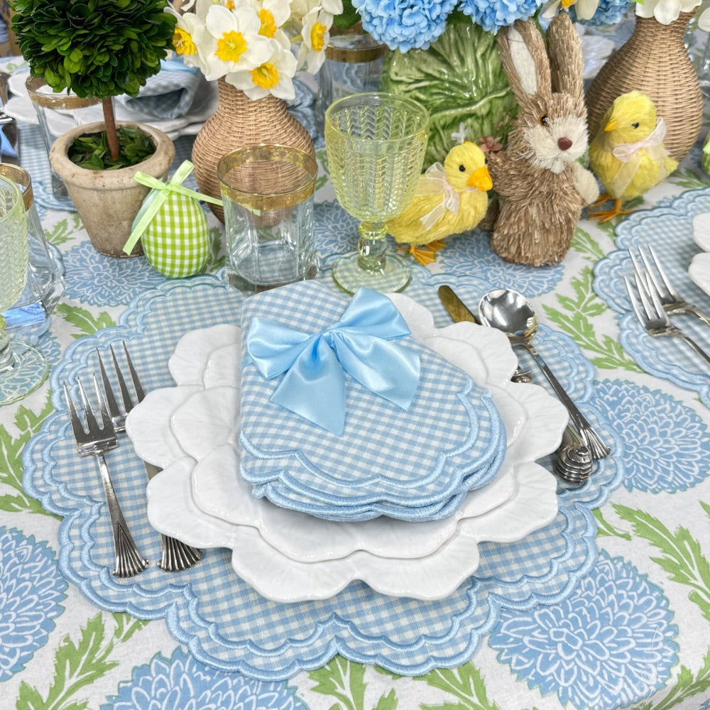 Blue and Green, Flowers & Vines - Tablecloth