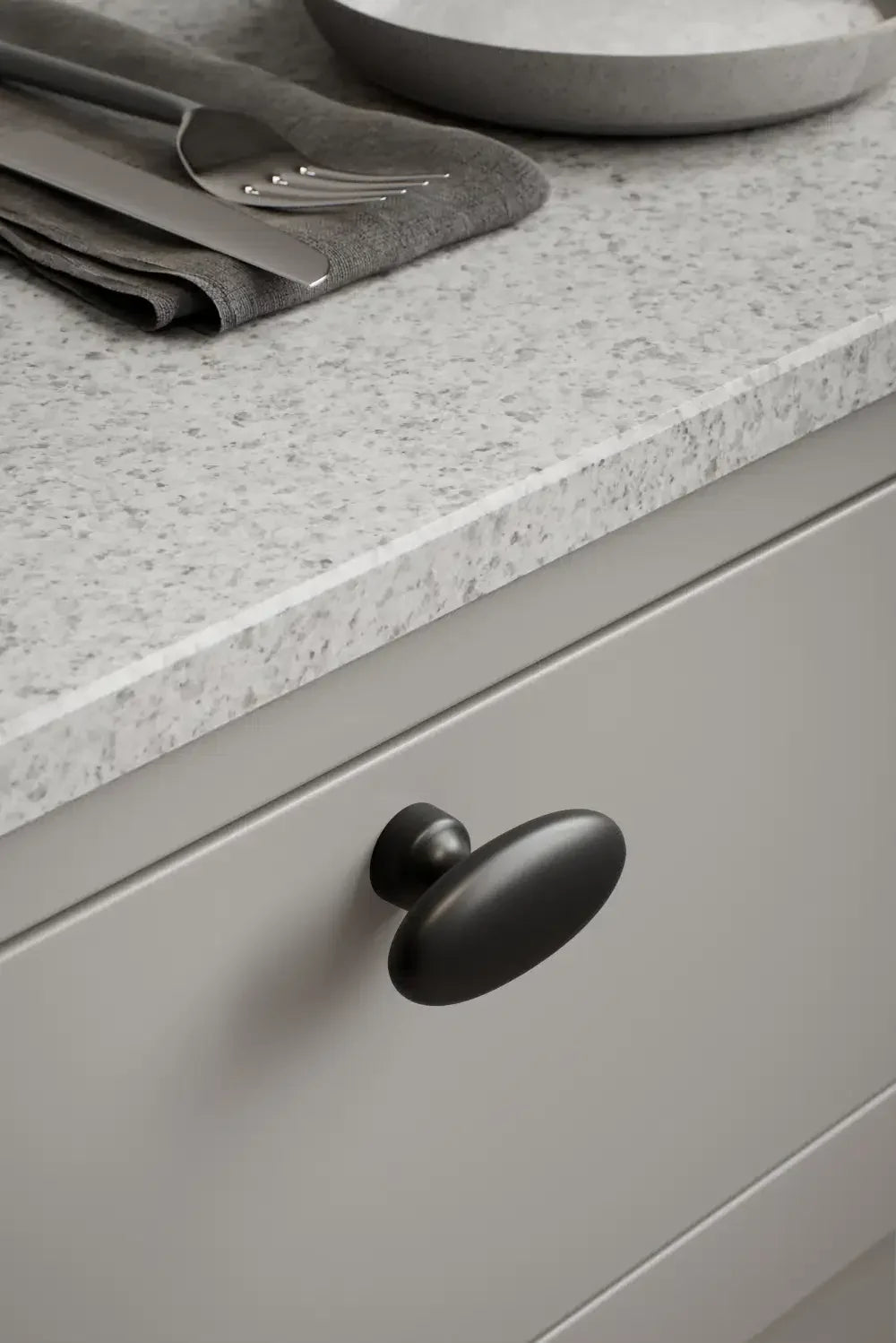 Matte Black "Baron" Cup Pull and Knobs