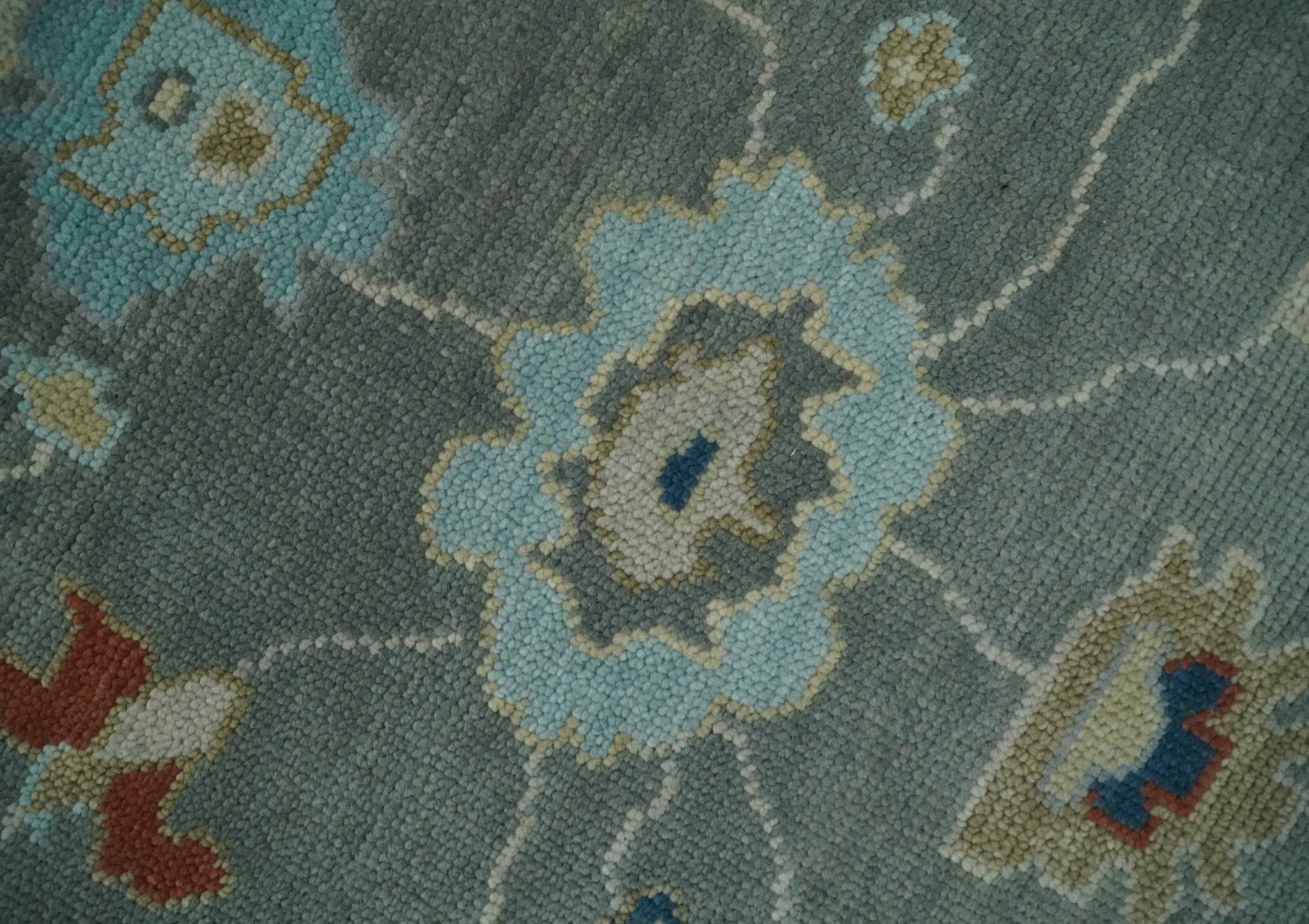 Hand knotted Gray and Beige Traditional Oushak Wool Area Rug